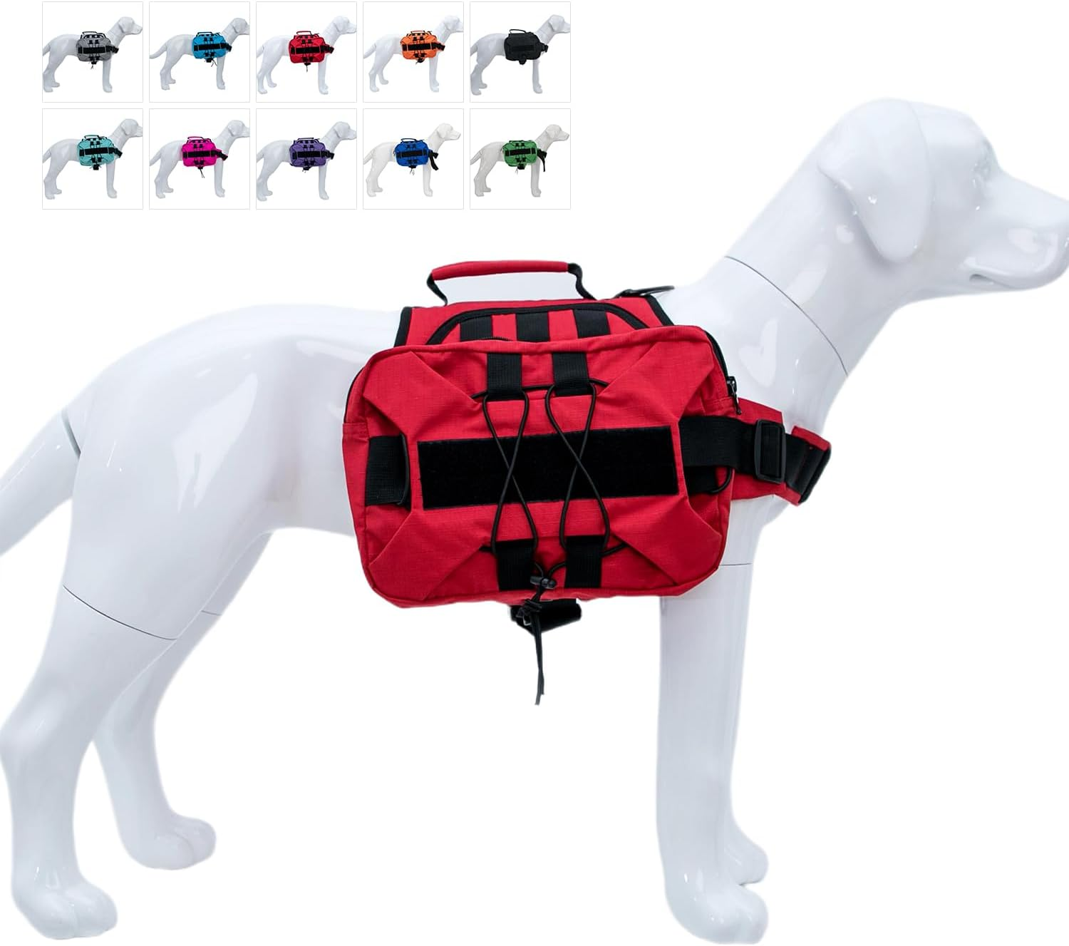 Large Dog Backpack, Outdoor Hound Saddle Bag Dog Pack with Side Pockets for Small Medium Large Dogs, Adjustable Tactical Dog Pack for Hiking, Travel, Camping, Training Gray M