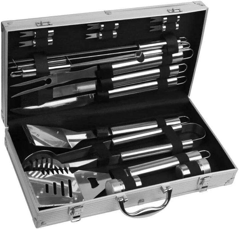 HORUSDY 18-Piece Stainless Steel BBQ Tool Set, Barbecue Grill Utensils Kit with Aluminium Case for Indoor and Outdoor Cooking (18-Piece Set) image number 3