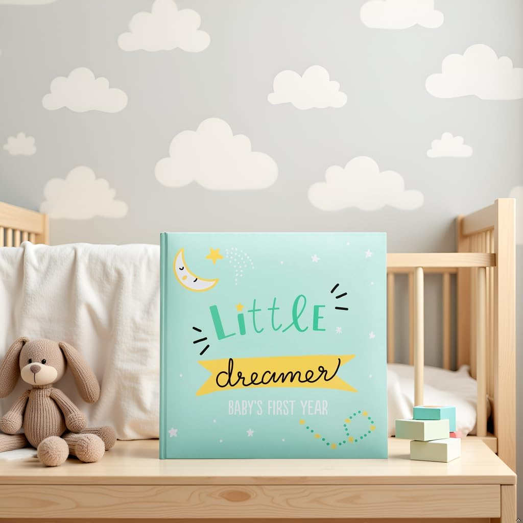 Kate & Milo Little Dreamer Stars Baby'S First Year Memory Book, Baby Milestones Photo Album, Whimsical Gender Neutral