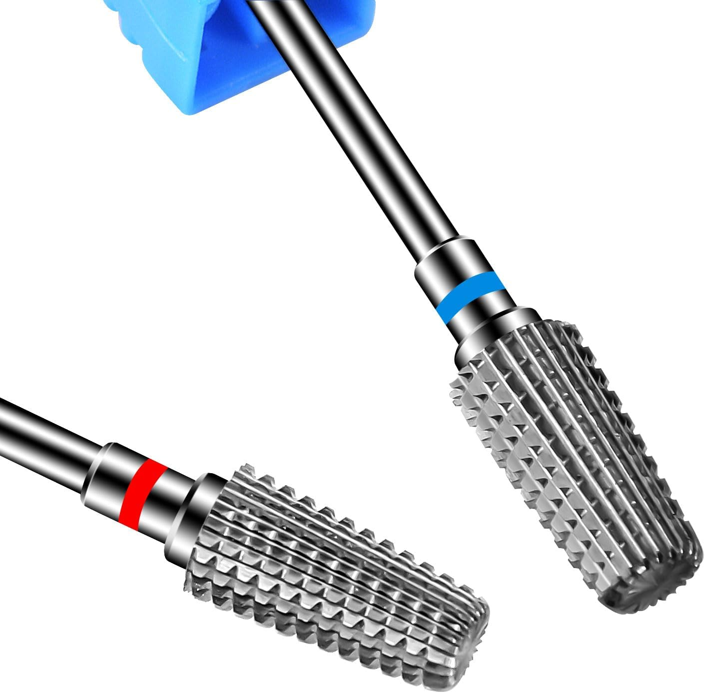 Diesisa 2 Pack Nail Drill Bits for Acrylic Nails, 3/32" Shank Drill Bits for Nails Professional Electric Nail Drill Bits for Home Salon/Fine+Medium Nail Bits - 5 in 1 Cylindrical Bit