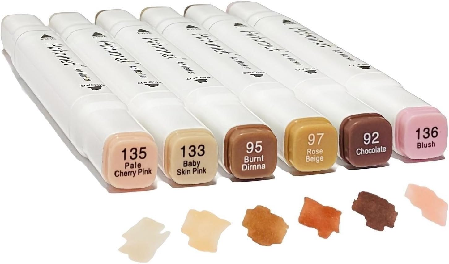 6Pcs Skin Tone Alcohol Markers,Dual Double Tips Art Markers Drawing Sketched for Adult Brginner(Skin Tone)