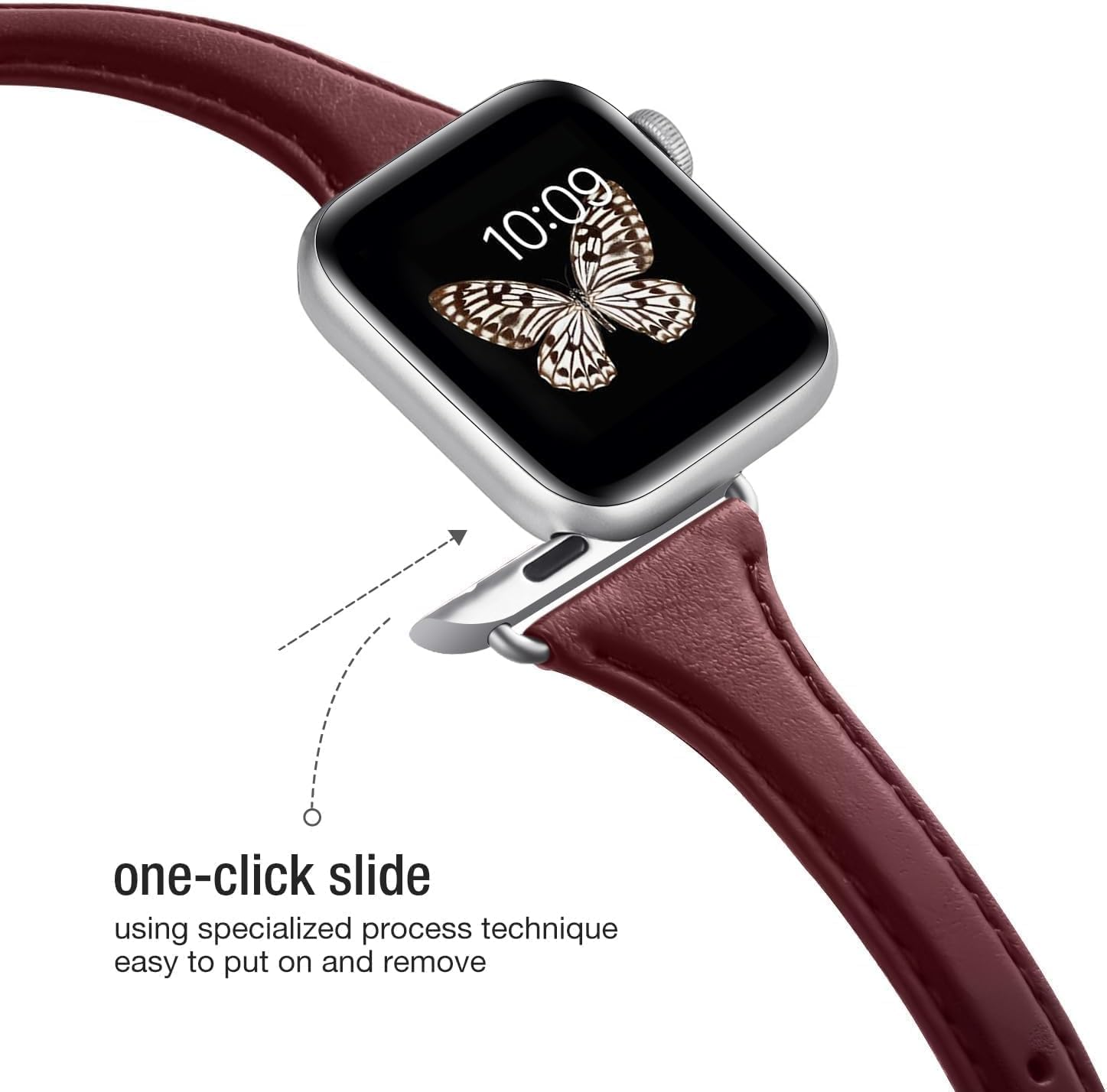 Leather Band Compatible with Apple Watch Strap Women, Genuine Leather Thin Slim Bracelet Bands for Iwatch Series 11 SE 10 9 8 7 6 5 4 3 2 1 Ultra (42Mm 41Mm 40Mm 38Mm) image number 2