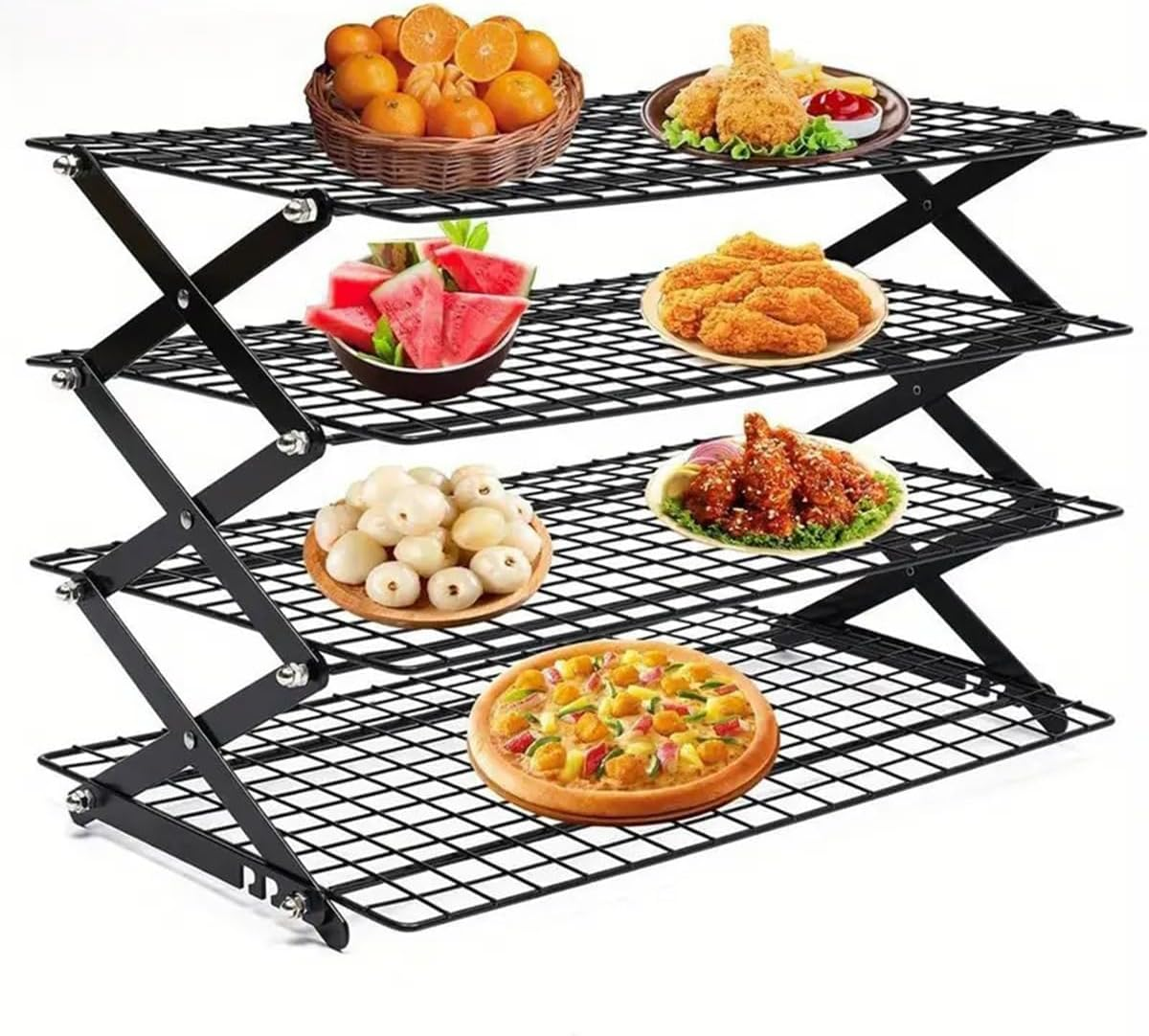 AIMALL 1 Outdoor Foldable Iron Storage Rack - 3 Layers or 4 Layers, Portable Camping Table Rack for Kitchen and Picnic, Compact and Durable Design - 3 Layers image number 6