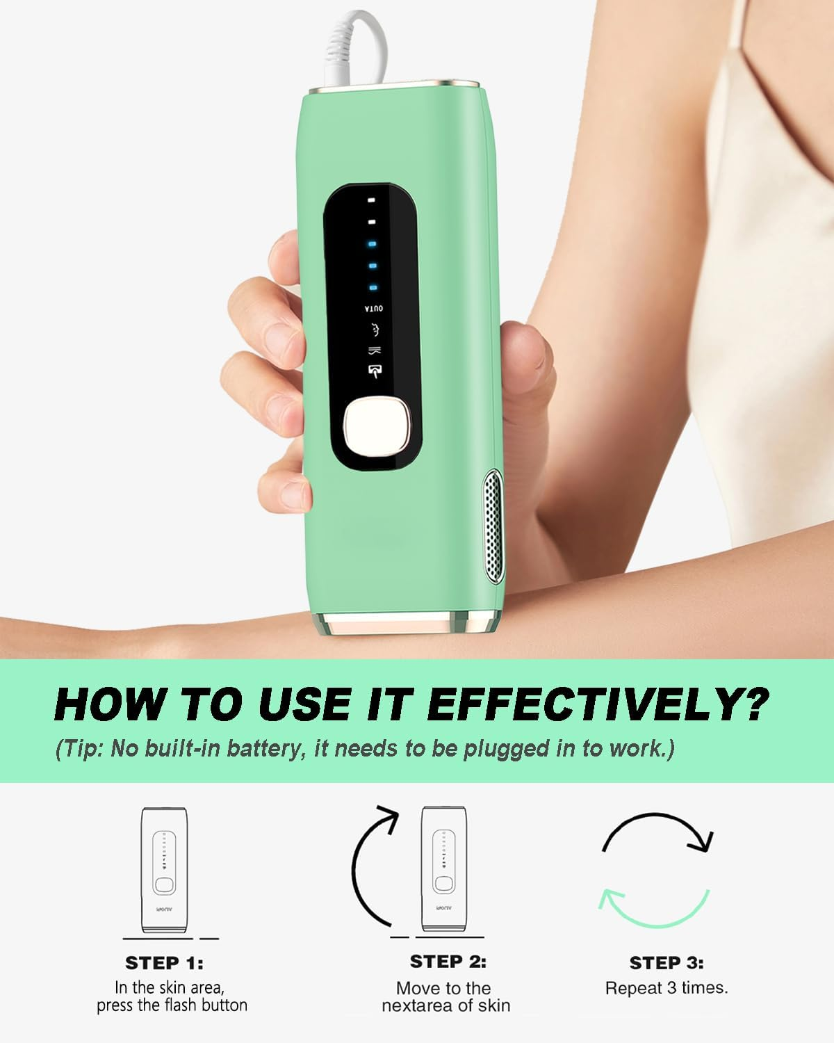 IPL Laser Hair Removal Device for Women Men at Home Upgraded to 999,900 Flashes Permanent for Facial Legs Arms Bikini Line Whole Body (Green)