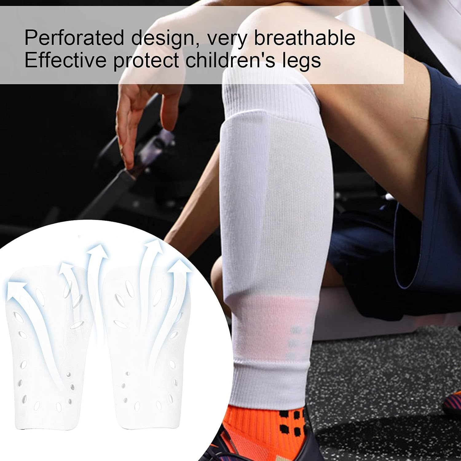 Child Calf Protective Shin Guards, Kids Soccer Shin Guards Good Protection for Toddlers for Dong Sports(White) image number 6