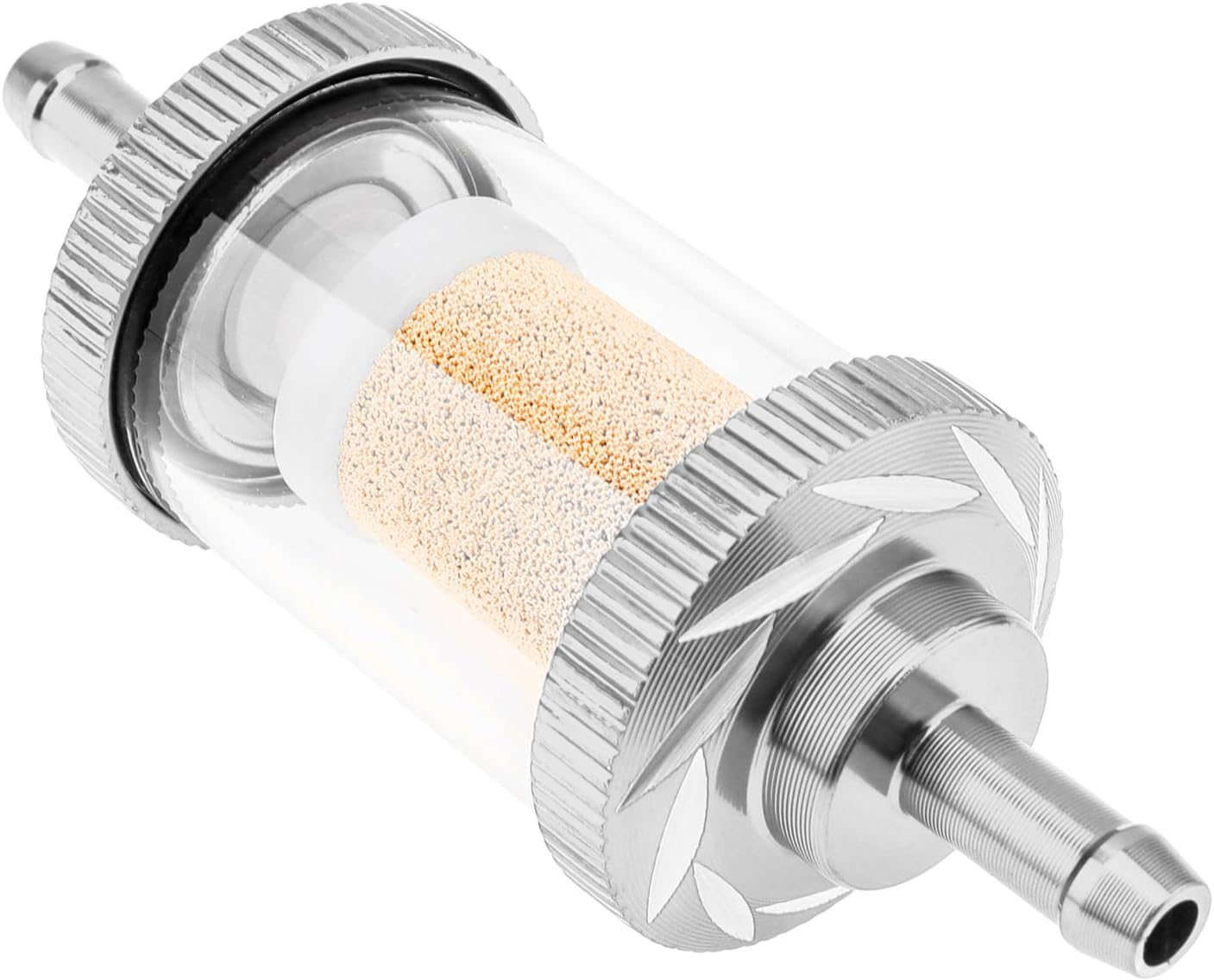 Windance 2PCS 5.3Mm 0.21Inch Aluminum Alloy Fuel Filter,Glass Inline Reusable Gasoline Filter for Motorcycle Scooter ATV Dirt Pit Bike Off-Road Motocross (Silver) - Blue image number 4