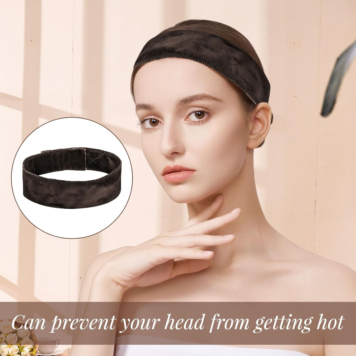 Wig Grip, 3 Pcs Wig Head Band, Adjustable Velveting Wig Cap Headband, Non Slip Breathable Head Band, Elastic Velvet Head Bands for All Day Wear, Keep Comfortably Secured in Place image number 1