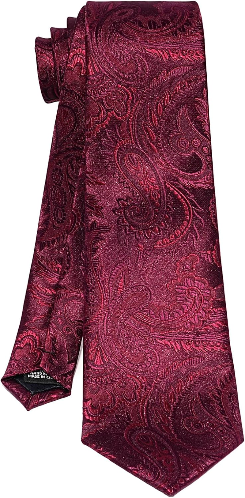 5PCS Paisley Tie and Pocket Square for Men, Silk Tie Handkerchief Cufflinks with Drilled Tie Ring and Lapel Pin Set image number 2