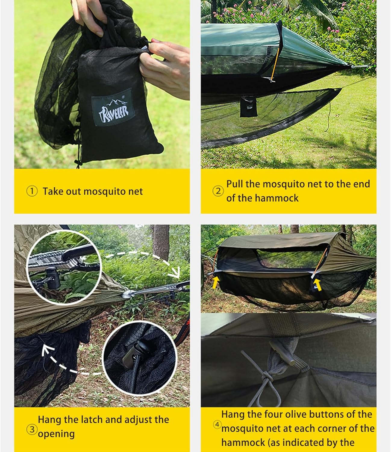 Lightweight & Portable Hammock Mosquito Net, Full Wrap Protection for Outdoor Camping, Backyard, Garden & Hiking Travel 285 * 155Cm image number 2
