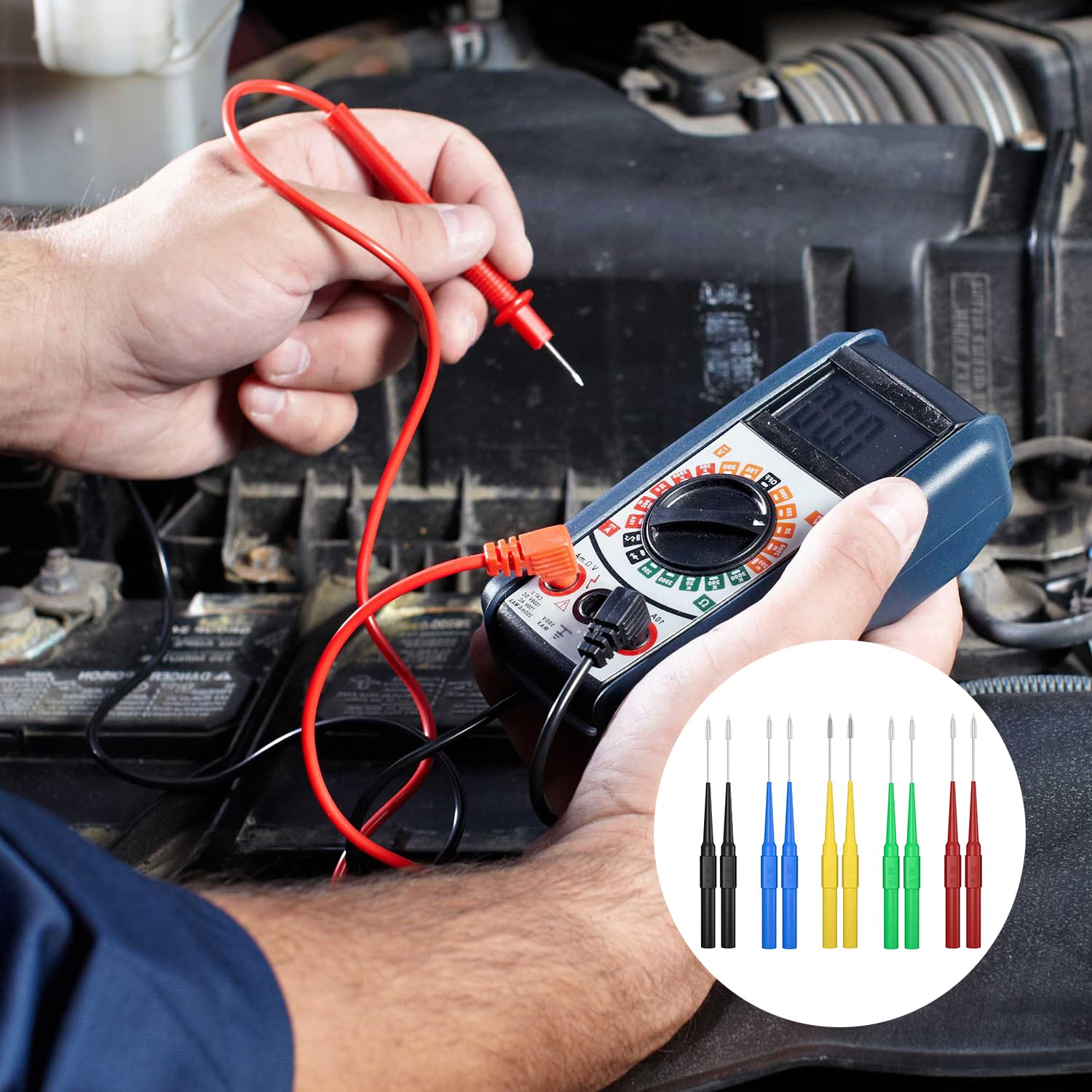 10 Pcs Funcyboo Probe Pin, Test Back Probe Kit 0.7Mm Test Probe Non-Destructive Insulation Wire Piercing Needle Multimeter Test Probe Pins for Banana Socket Tester Car Tester image number 1