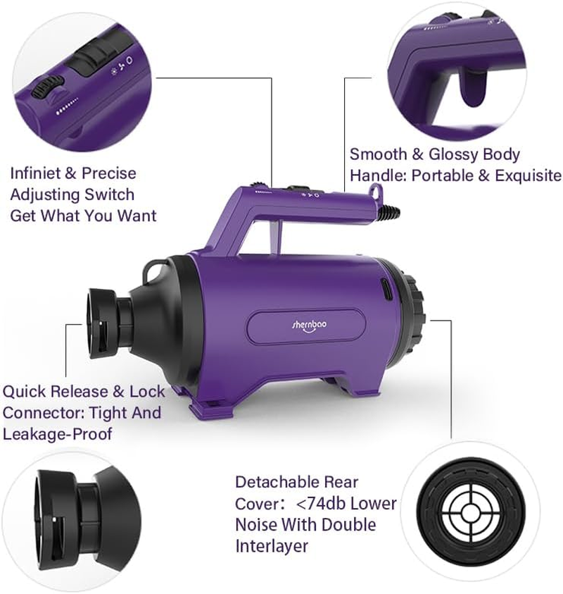 Dog Dryer High Velocity Professional Dog/Pet Grooming Force Hair Dryer/Blower (SMD-06P) - Orange image number 7