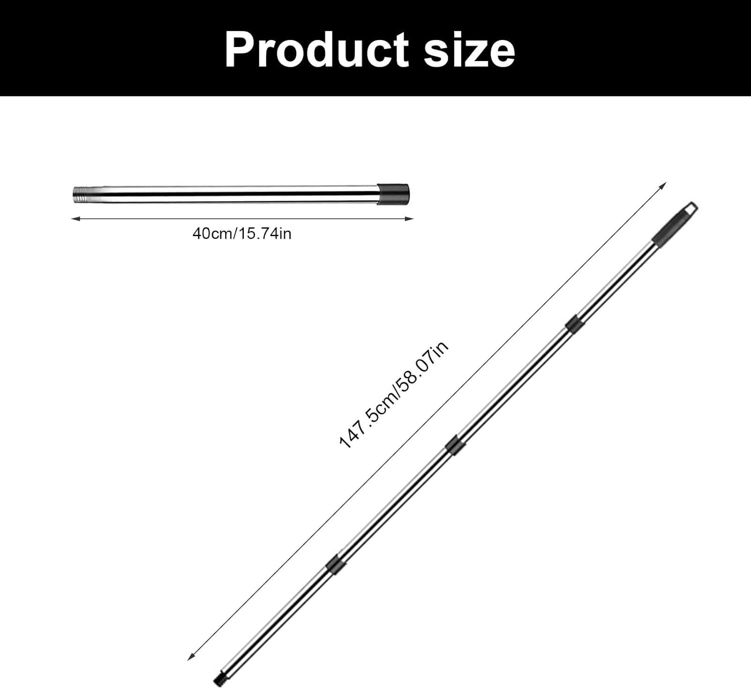 SRJQXH Broom Telescopic Handle 1 Set Stainless Steel Telescopic Poles Spliced Cleaning Rod Telescopic Rod Window Cleaning for Home, Hotel, School image number 3