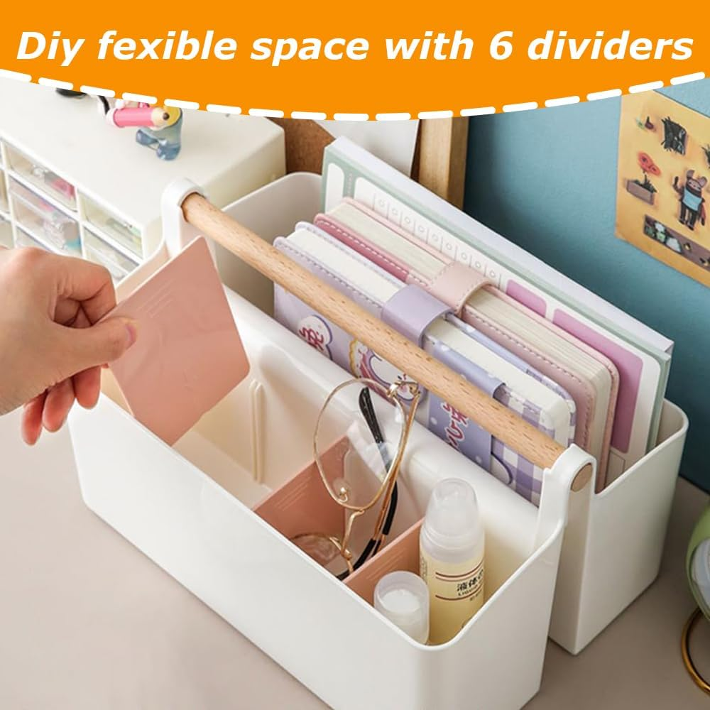 2 Pack Art Caddy Organizer,Large Pen Holder,Pen Storage Box with Handle,Classroom Art Organizers,Diy Divided Basket,For Makeup Art Supplies, Sewing, Colored Pencils image number 4