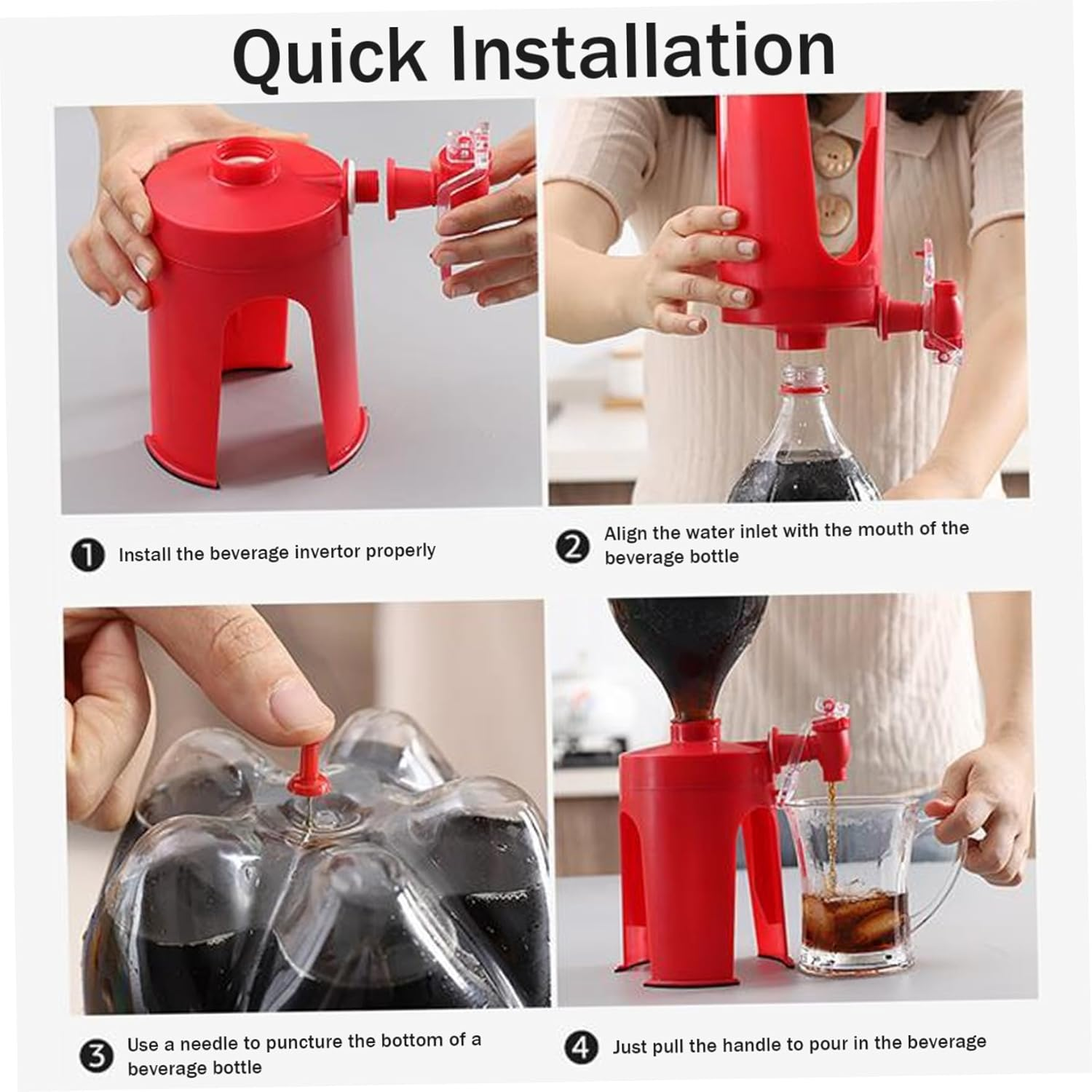 Soda Dispenser, 2PCS Plastic Upside down Soda Bottle Dispenser with Tap, Leakproof Drink Bottle Inverted Drinking Fountain Non Slip Touchless Beverage Machine for Party Home Bar- image number 5