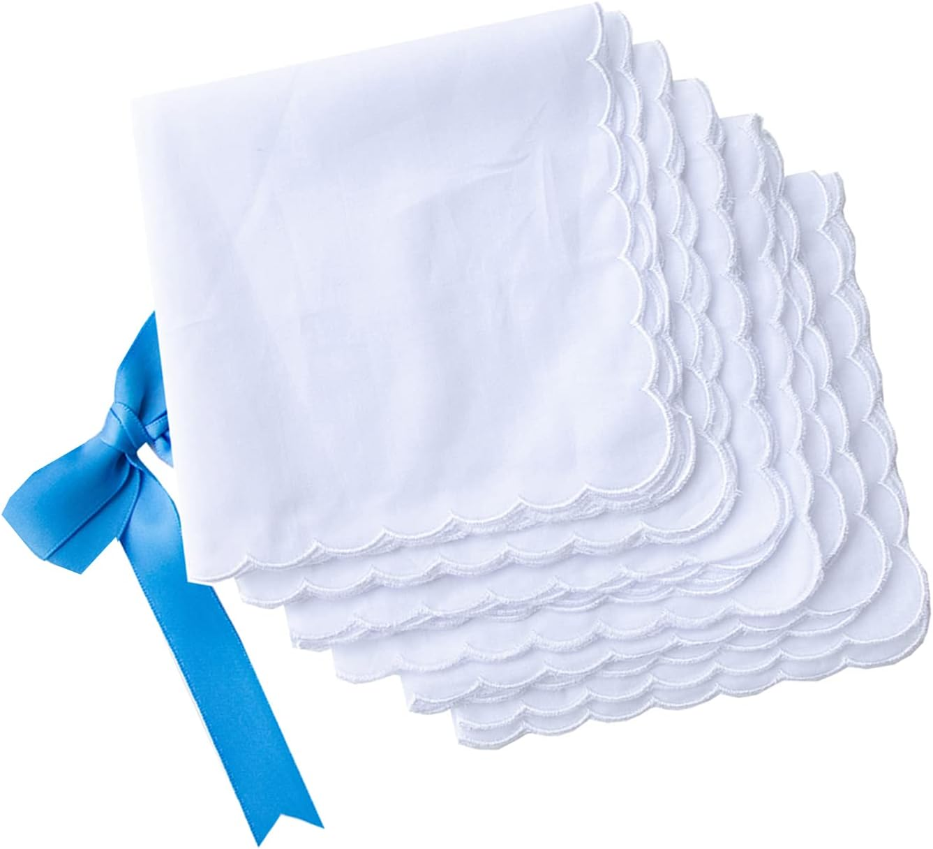 Bulk Solid White Cotton Handkerchiefs Perfect for Wedding Party DIY Draw image number 4