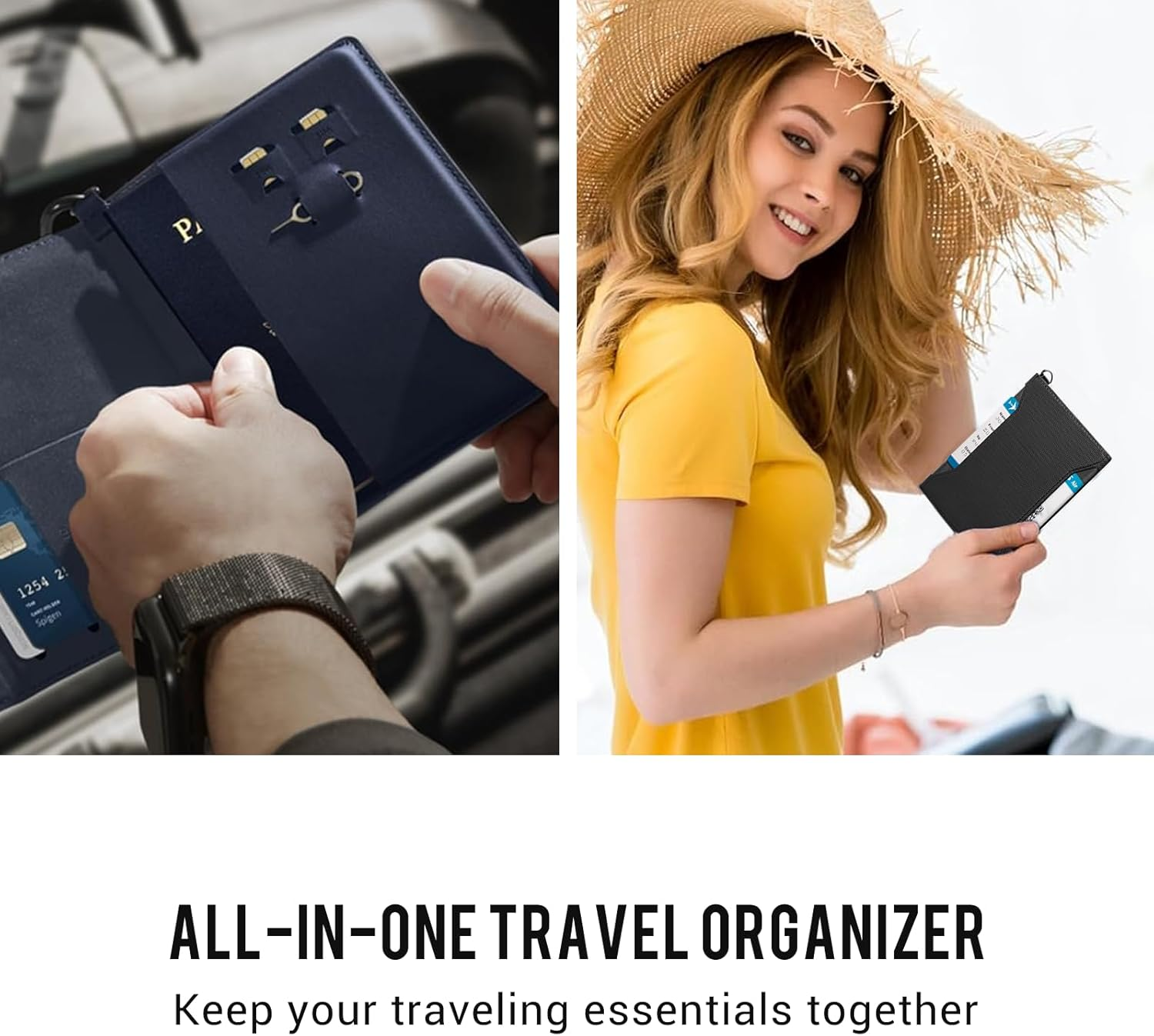 Lyvixora Passport Bag & RFID Passport Wallet - Family Passport Holder with RFID Blocking Technology, Travel Document Organizer Protector, Card Pin Included, a Perfect Travel Accessories - Navy Blue image number 3