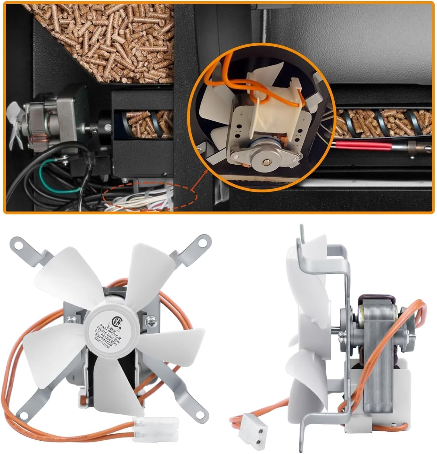 Upgraded Grill Induction Fan Replacement Part for Pit Boss, Traeger, Camp Chef Wood Pellet Grills, Sam'S Club, Z Grills Pellet Grills, AC120V 60Hz Grill Combustion Fan Kit Replacement Parts image number 3