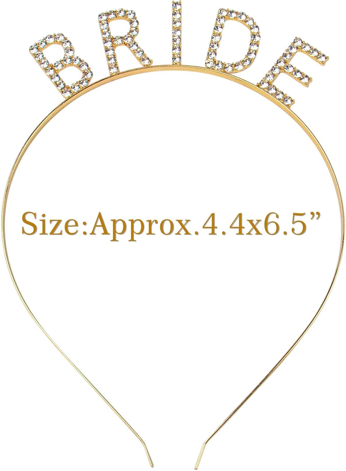 Rhinestone Bride Headband Elegant Crown Bachelorette Party Headbands (Golden Color) image number 6