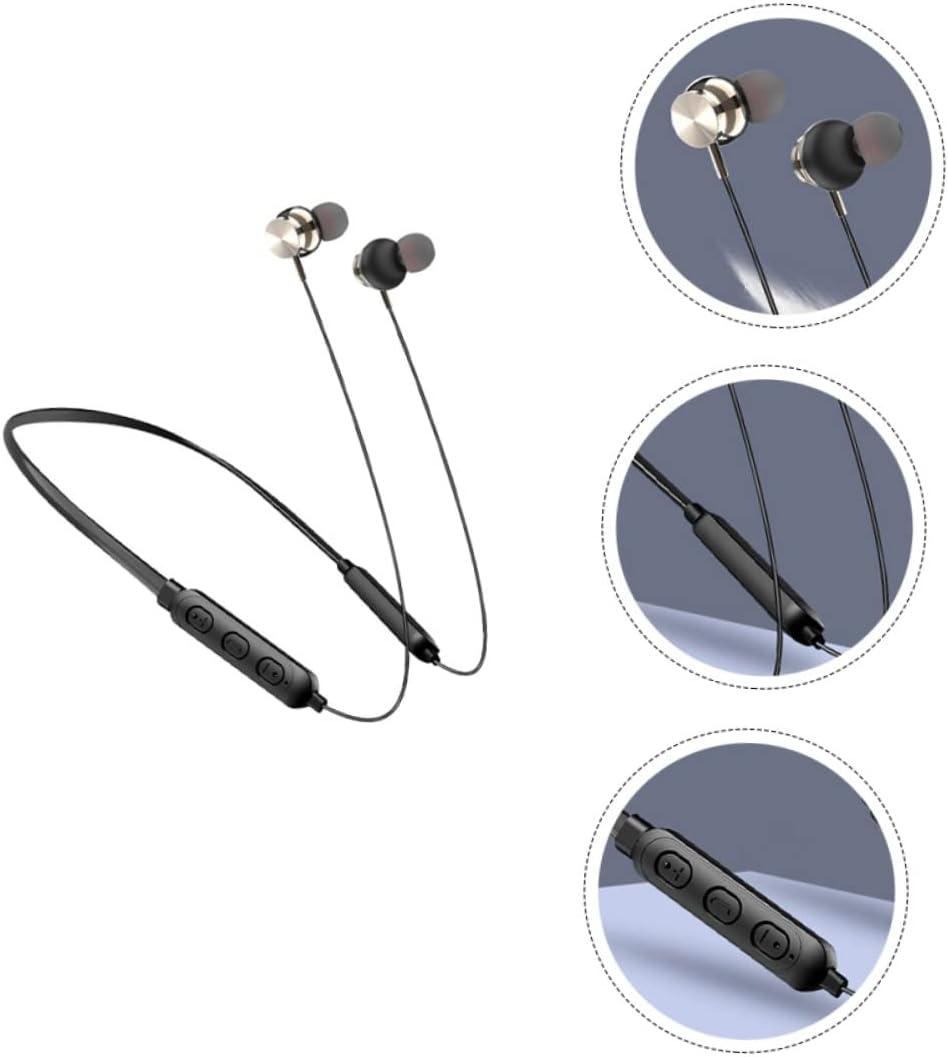 IWOWHERO Neck Hanging Waterproof Wireless Headphone 5.0 Stereo Sports Earpiece Magnetic In-Ear Earbud for Active Lifestyle Black image number 5
