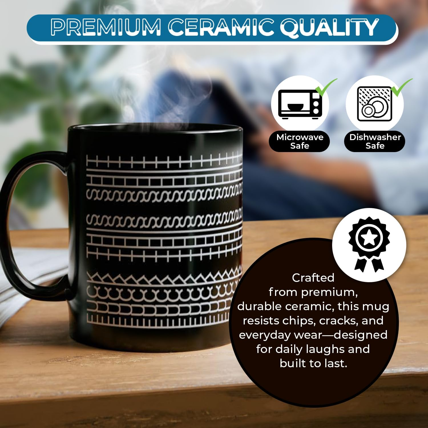 Funny Hidden Message Coffee Mug &ndash; Sarcastic Design in Pattern &ndash; Cheeky Novelty Office, Work, Coworkers, Friends &ndash; Ceramic Tea & Coffee Cup &ndash; Humour Mug for Adults with Attitude (Black) image number 5