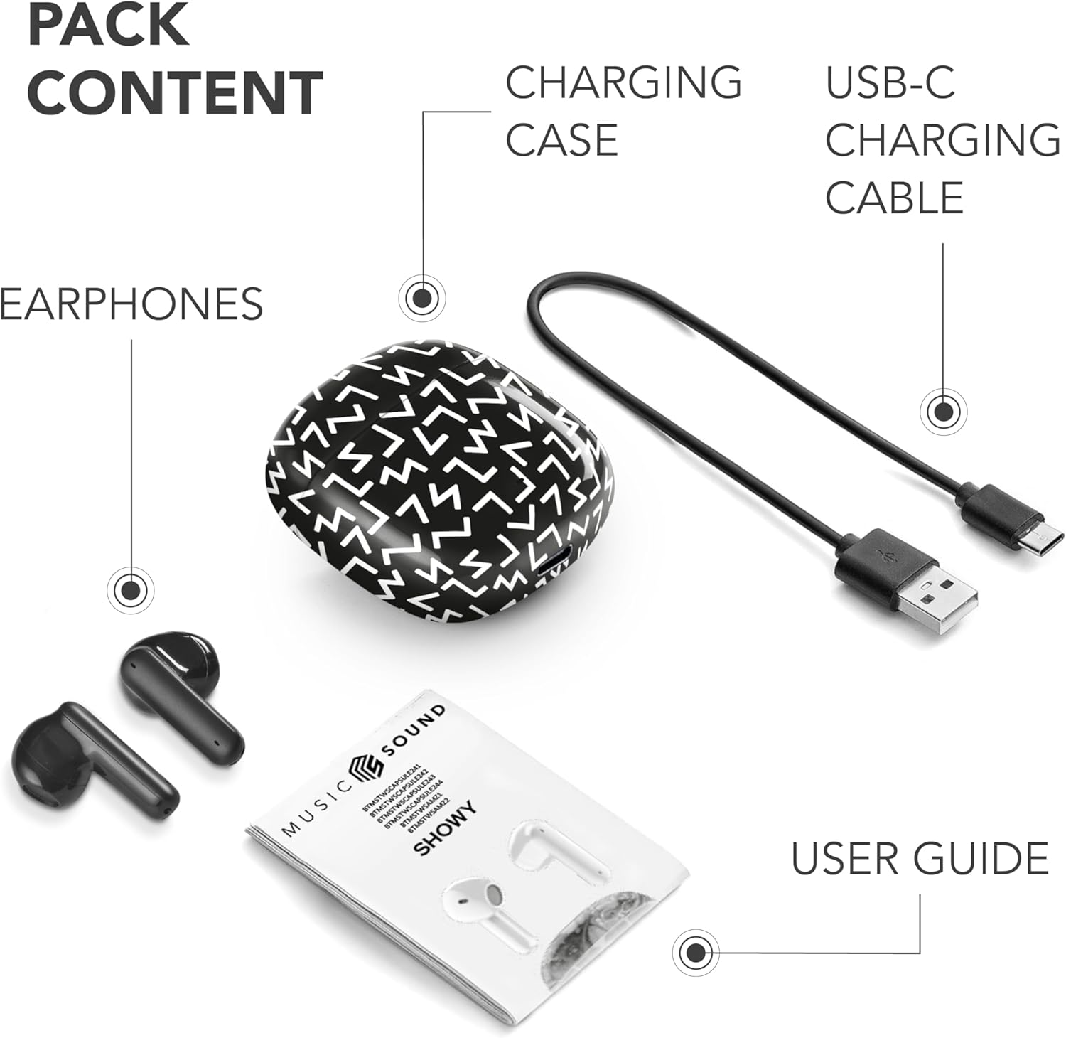 Music Sound - Showy Urban Lines Bluetooth Headphones with Capsule, Ergonomic Design, Balanced Sound and Optimal Comfort image number 1