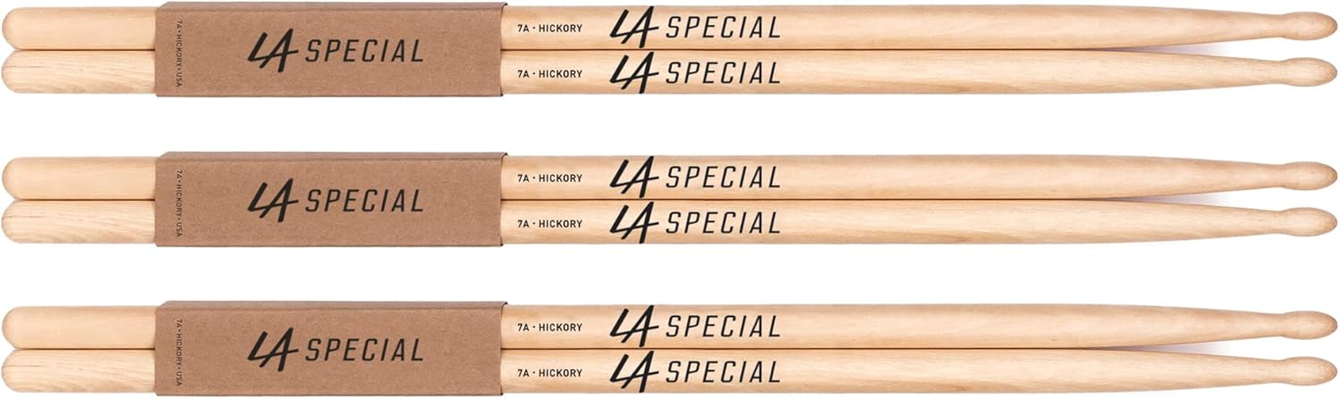 Promark LA Specials Drum Sticks - 7A Drumsticks - Drum Sticks Set for Acoustic Drums or Electronic Drums - Oval Wood Tip - Hickory Drum Sticks - Consistent Weight and Pitch - 3 Pairs image number 6