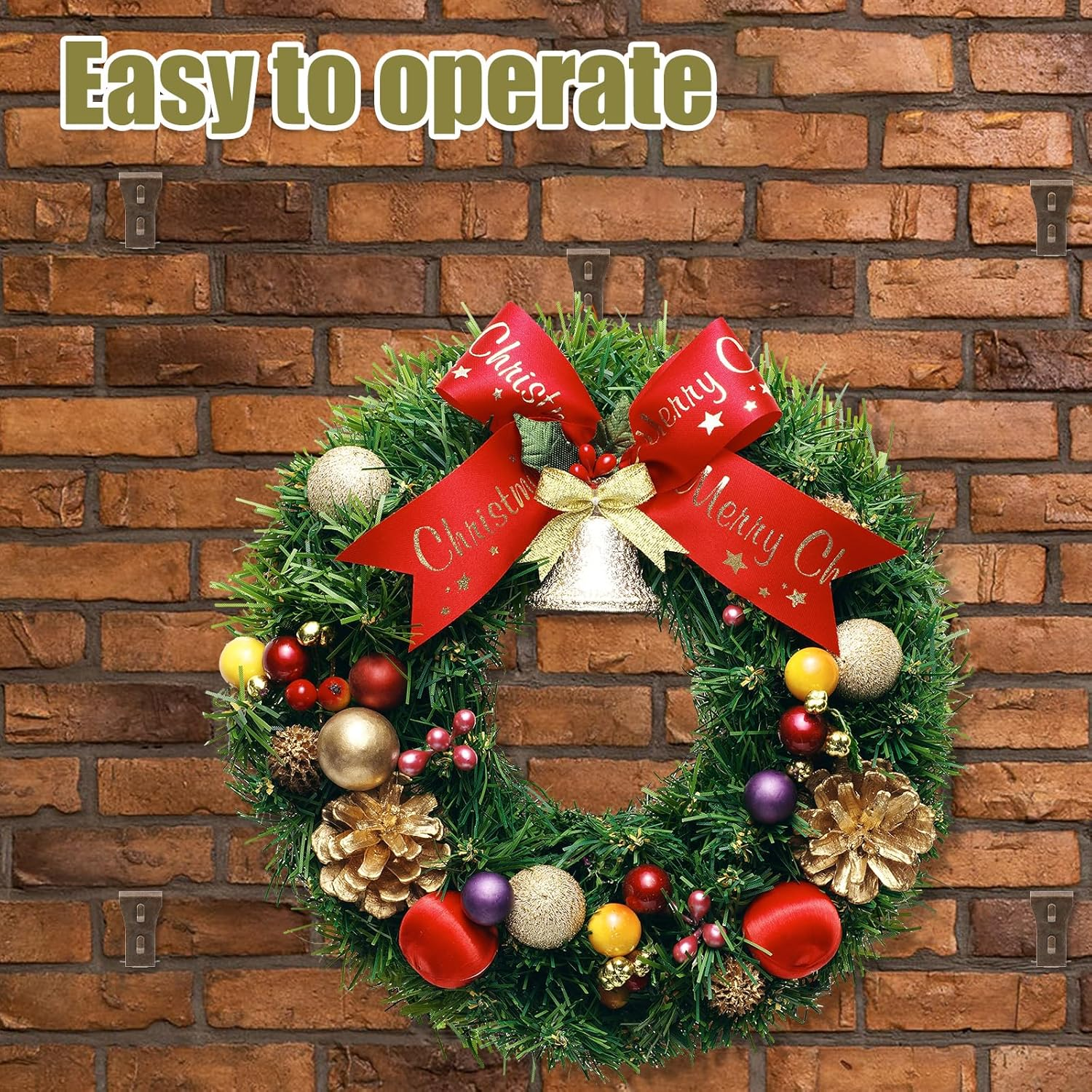 10Pcs Bronze Steel Brick Hook Clips, Heavy Duty Wall Hooks, No Drill, Fits 2.25-2.45 Inch High Bricks, Hanger for Pictures Lights Wreaths image number 4