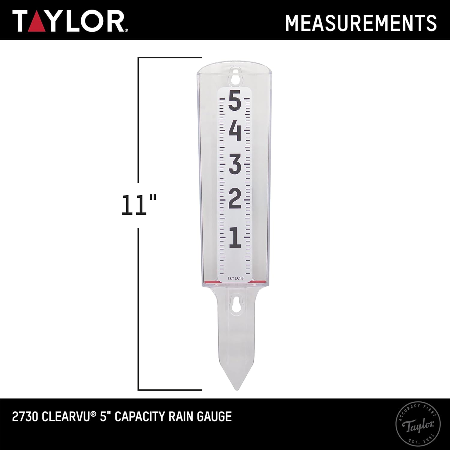 Taylor Precision Products Clearvu Rain Gauge, Clear image number 5
