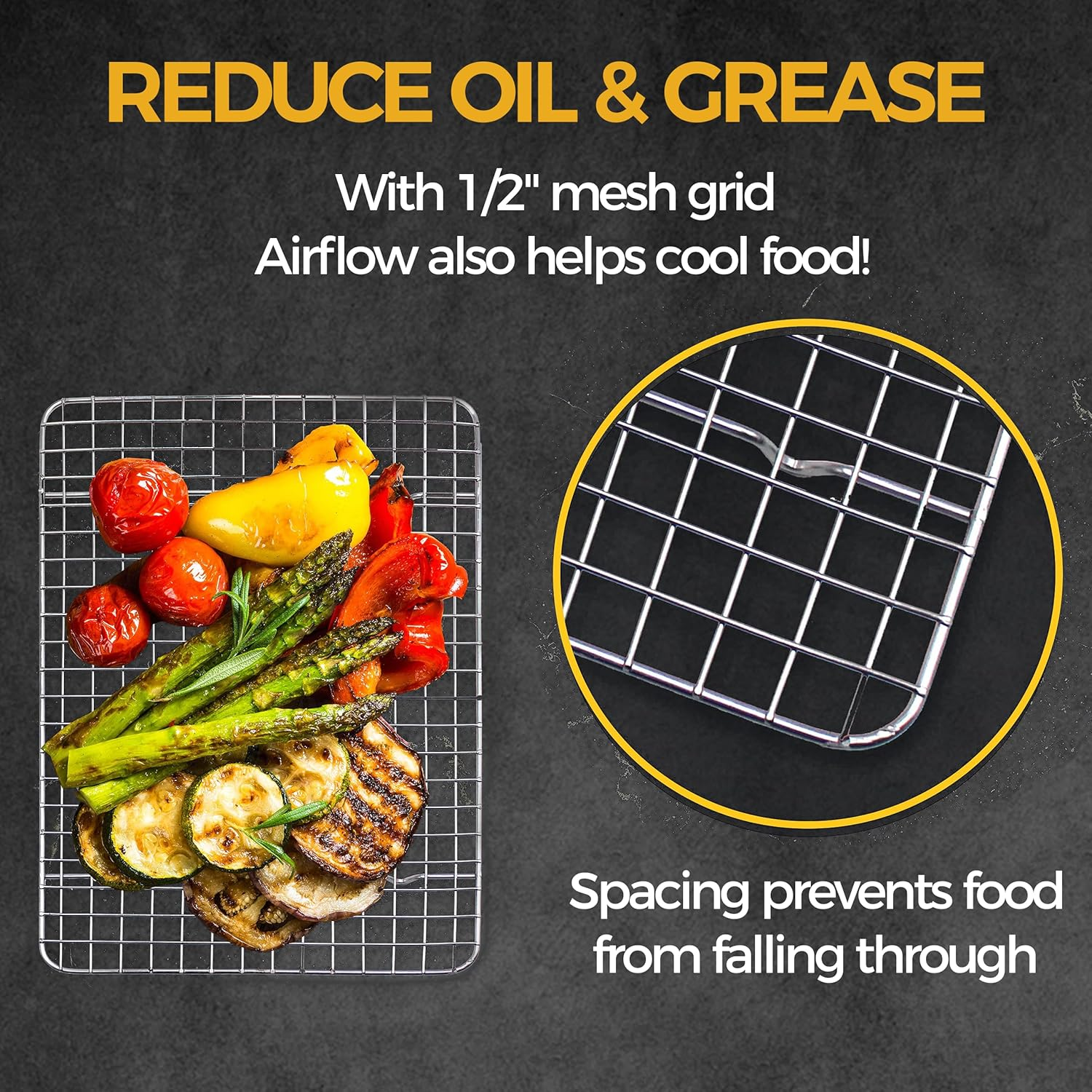 Cooling and Roasting Rack Set - 2 Pack Stainless Steel Cooling Racks for Cooking and Baking, 30 X 43Cm Oven-Safe Baking Racks, Heavy-Duty Oven Rack for Cookies, Grilling and More image number 3