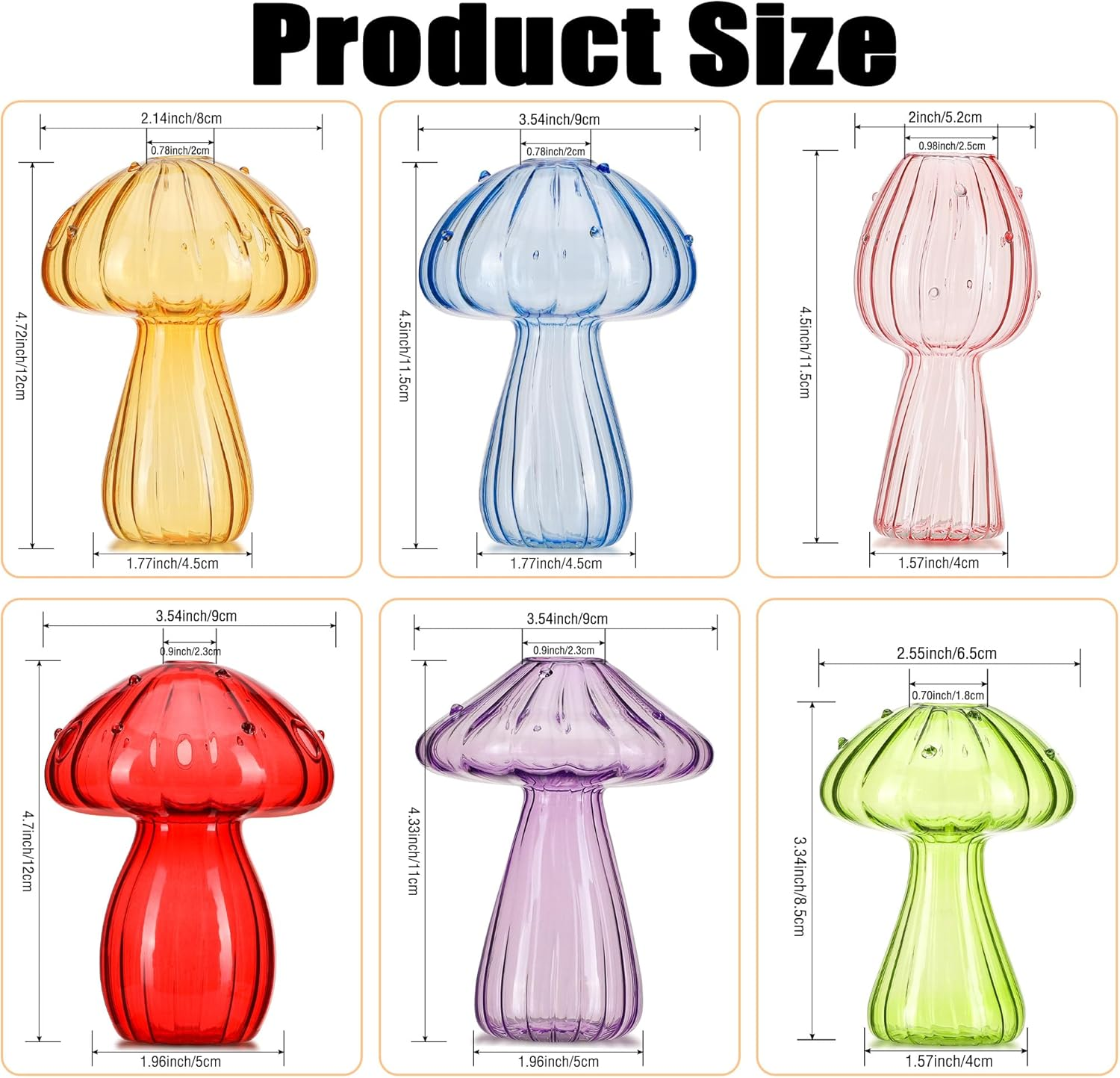 Plant Propagation Station, 6 Colored Glass Mushroom Vase Glass Planter, Gardening Gifts for Plant Lovers Women, Small Hydroponic Pots for Flowers-Desktop Terrarium for Home Office Decor, Room Decor image number 6