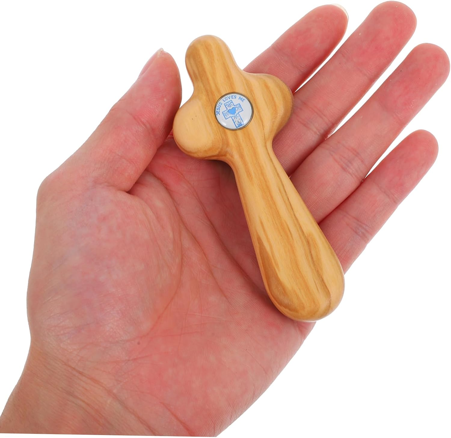 Angoily Wooden Handheld Cross Sustainable Olive Wood Pocket Cross for Prayer Compact Design for Christian Ceremonies Symbol of Faith and Devotion Easy to Carry image number 4