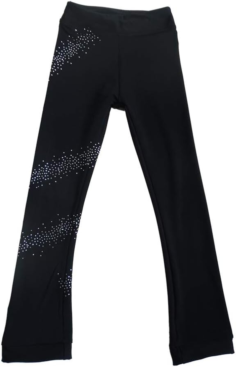 Joycan Girls Ice Skating Pants with Fleece Warm Figure Skating Trousers for Girls | Sparkly Rhinestone Ice Skate Leggings image number 2