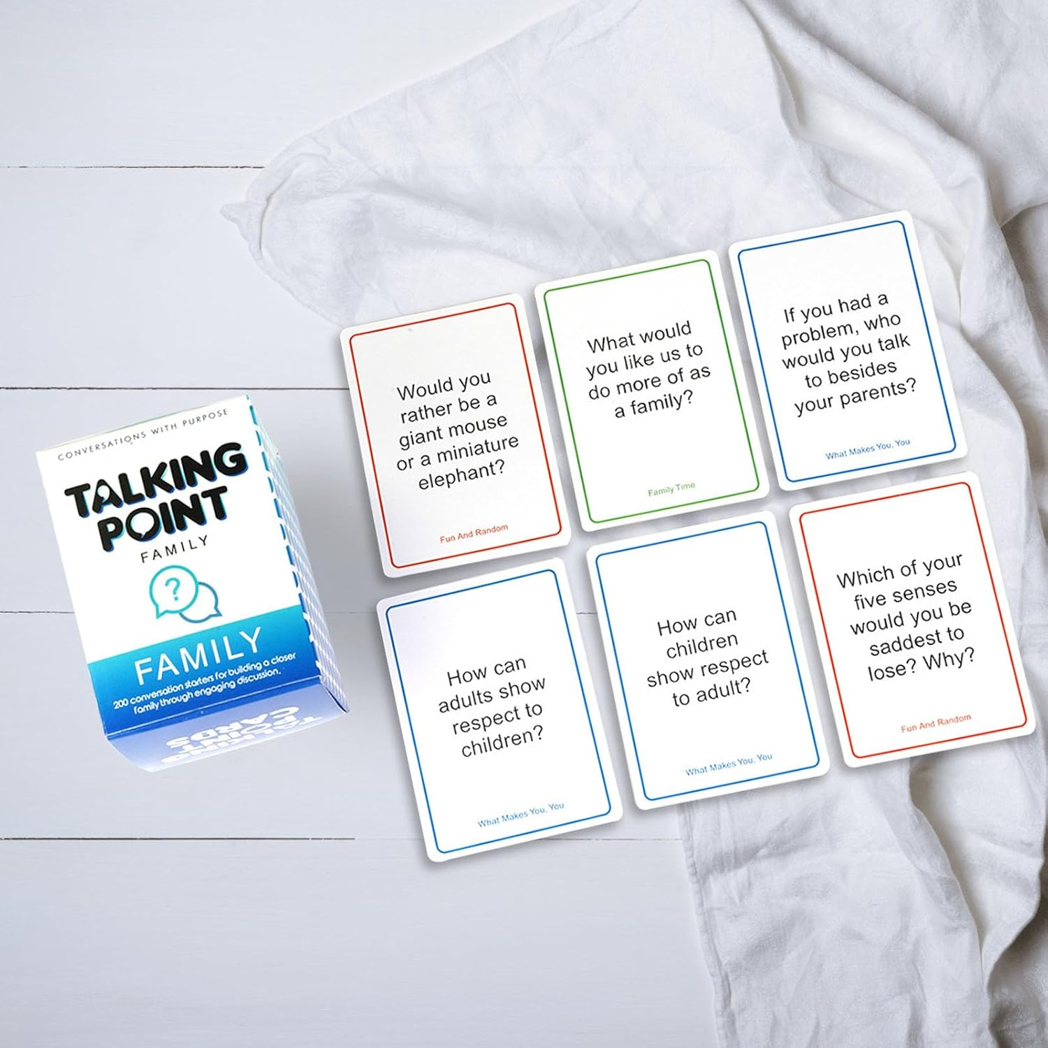 200 Conversation Cards for Family, Expert Written Questions to Help Children Put down Phones,Fun Talking Point Cards for Car Rides&Dinners,Deepen Relationships with Meaningful Talks,Great Family Games image number 2