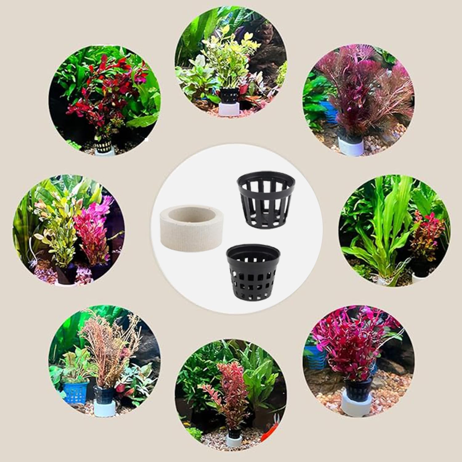 Hysgscwd 15Pcs Aquatic Plants Fixed Ring Set, Aquarium Planting Baskets Rings, Anti-Floating Ceramic Aquarium Plant Rings, Landscape Weights Pots Fixed Ring, Fish Tank Plant Cup Decoration Accessories image number 6