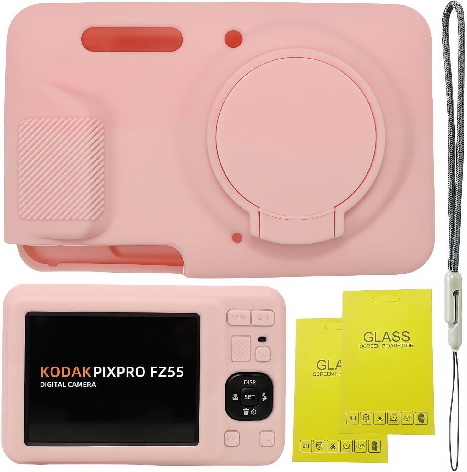 Case for Kodak PIXPRO FZ55, FZ55 Accessories, Soft Silicone Protective Case Removable Lens Cover, Comes with 2 Screen Protectors and 1 Wrist Strap. - Brown image number 4