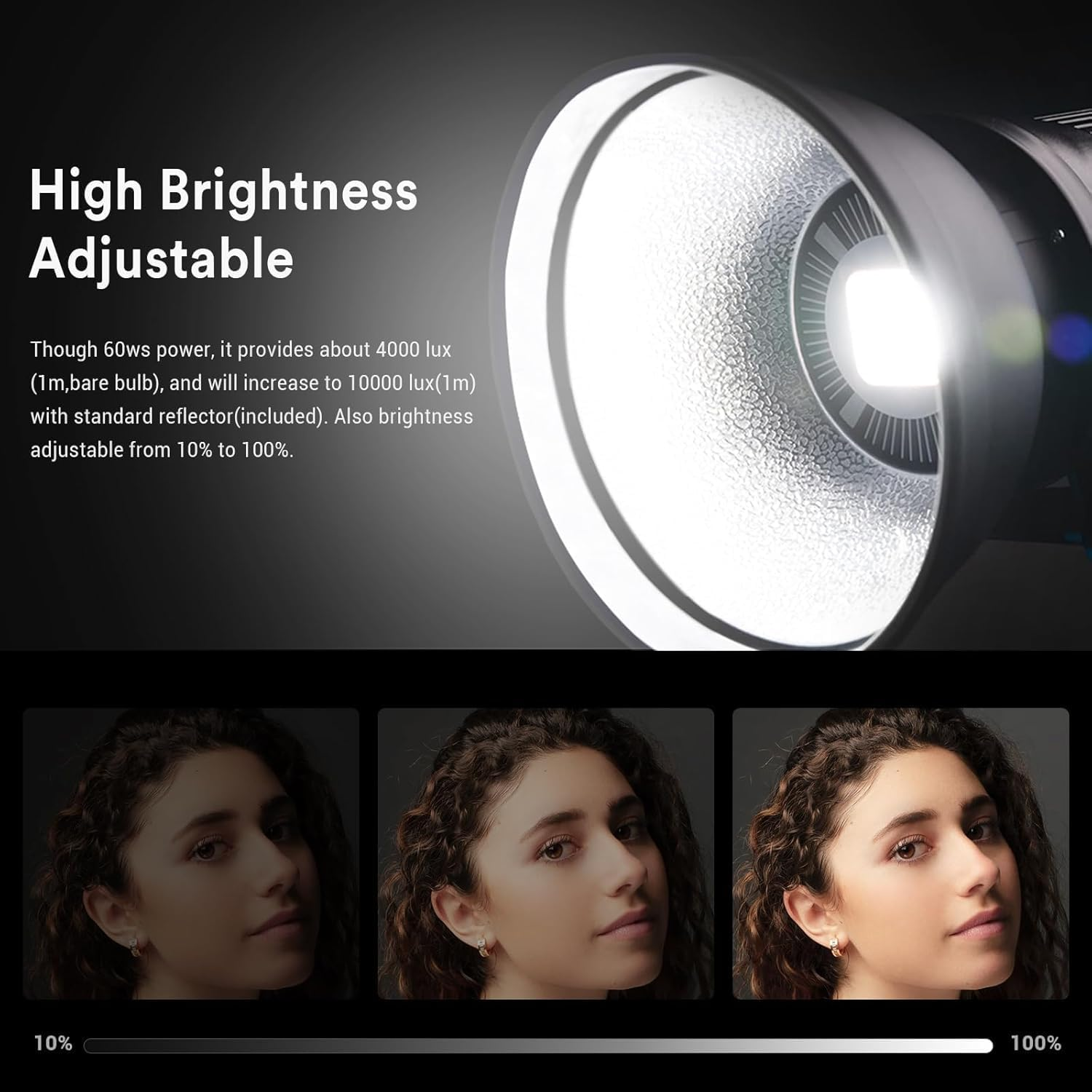 Godox SL60W SL-60W Studio LED Continuous Video Light with RC-A5 Remote, CRI95+ Qa>90 Dimming Bowens Mount Led Photography Light Daylight 5600K, for Video Recording Wedding Outdoor Shooting image number 6