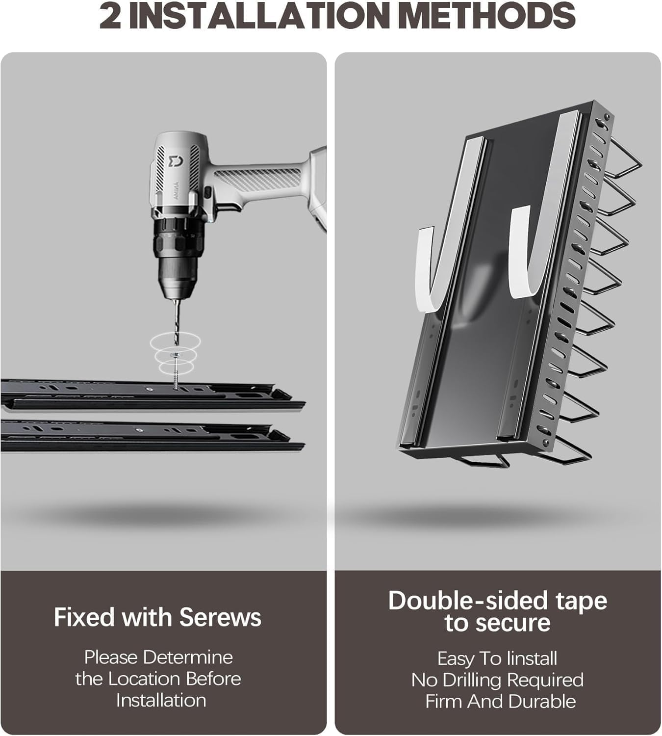 2PACK Pull Out Pots and Pans Organizer under Cabinet, Sliding Lid Holder and Pan Rack in Kitchen, Slide Out inside Cabinet Storage for Pot Lid, Bakeware, Dishes, 8 Adjustable Dividers - Black image number 5