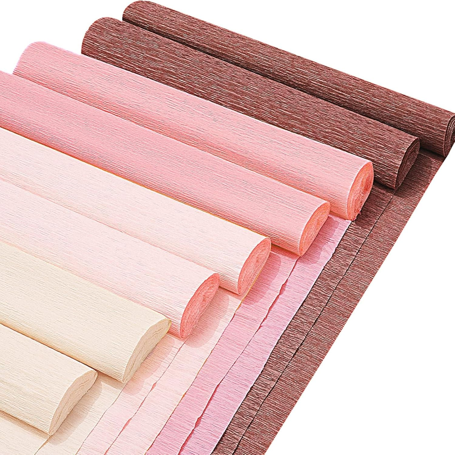 8 Rolls Crepe Paper Streamers 25 X 250Cm 4 Colors Party Streamers Rose Gold Pink Brown Crepe Paper Roll Decorative Craft Streamer for DIY Gift Wrapping Paper Crafts Room Decor image number 4