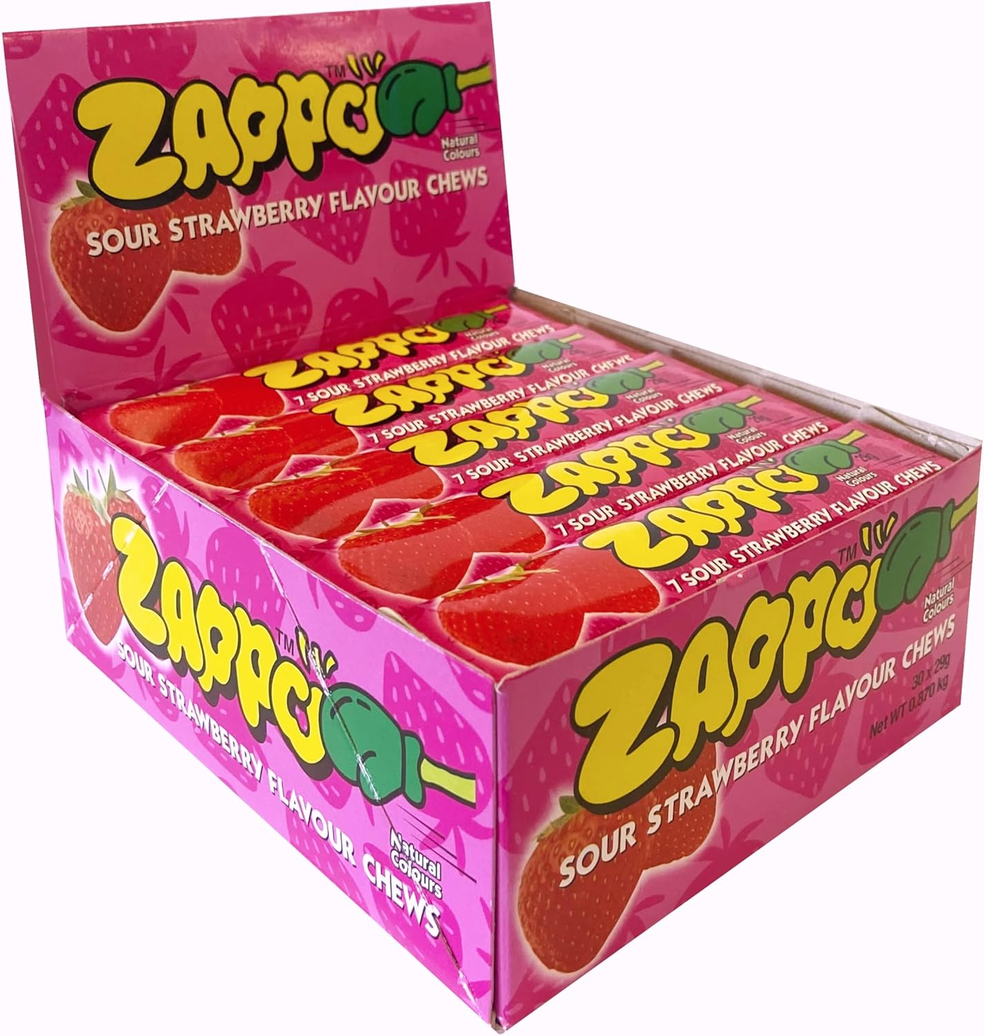 ZAPPO Sour Strawberry Flavoured Chews - (Bulk Pack of 30 Sticks) image number 3