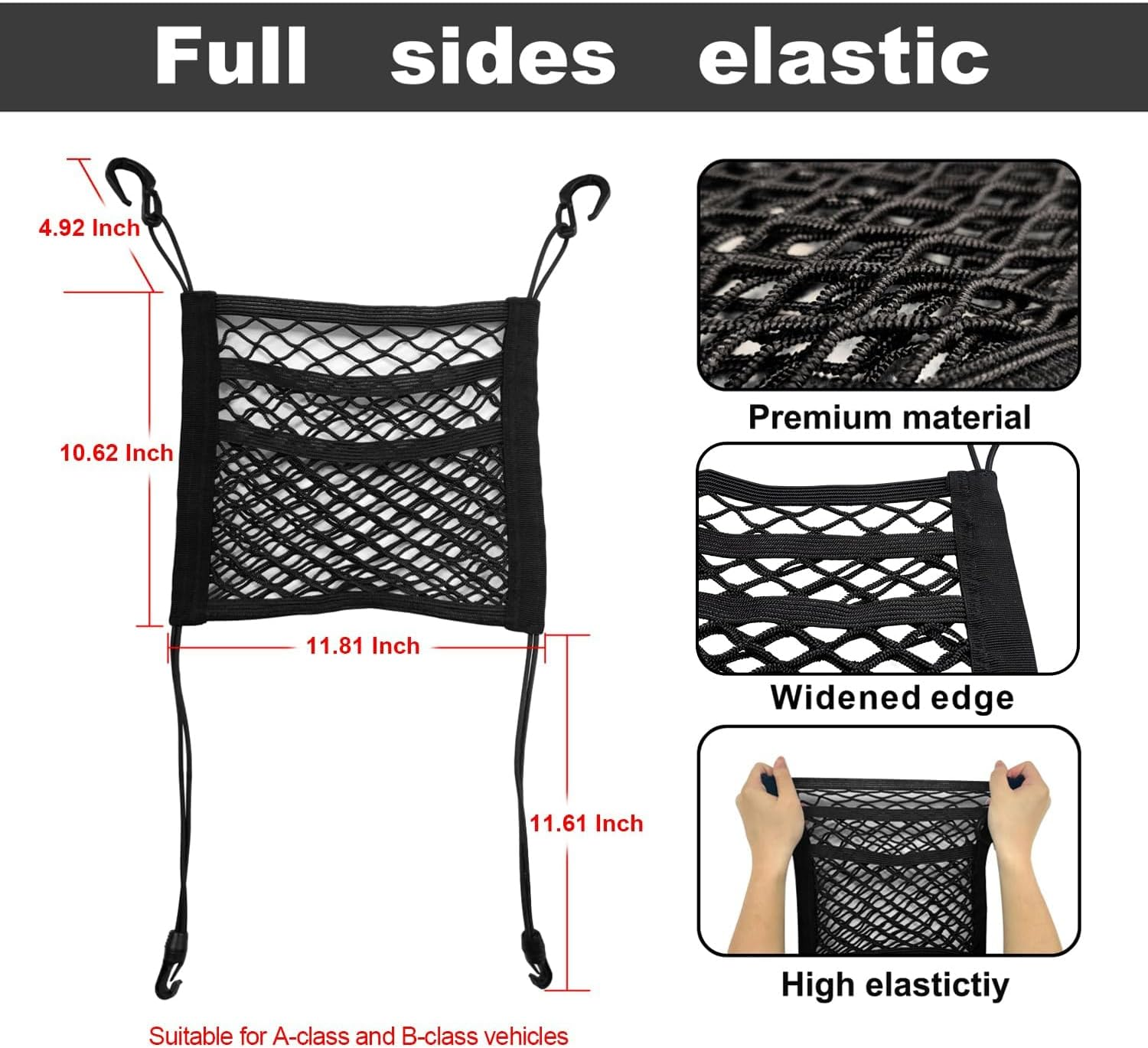 3-Layer Car Mesh Organizer Storage between Front Seats Kid Dog Pet Net Barrier Car Net Pocket Elastic Tissue Purse Holder Netting for SUV, Van image number 5