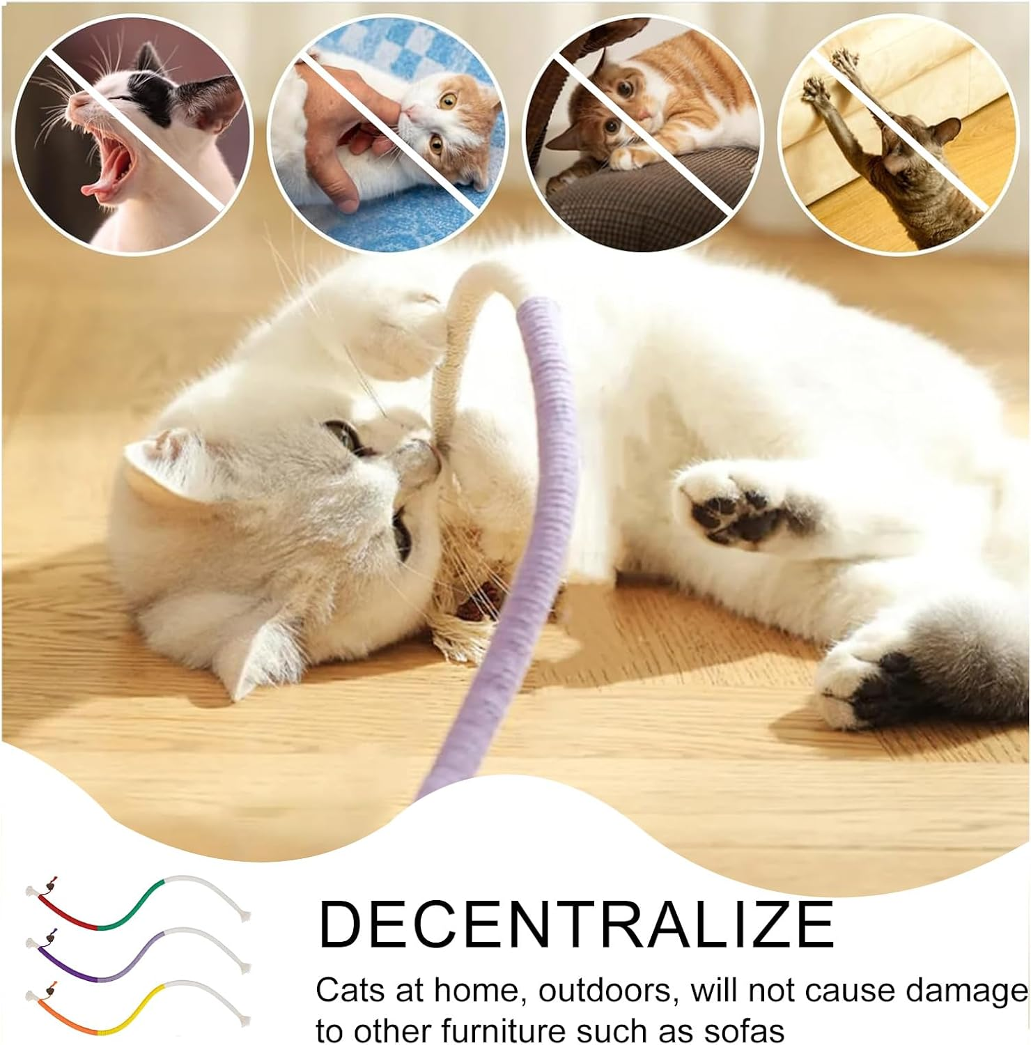 Aikeis 3 Pack Cat Toys Interactive Toy Pet Rope Toy Pet Rope Toy Cat Interactive Toy Rope