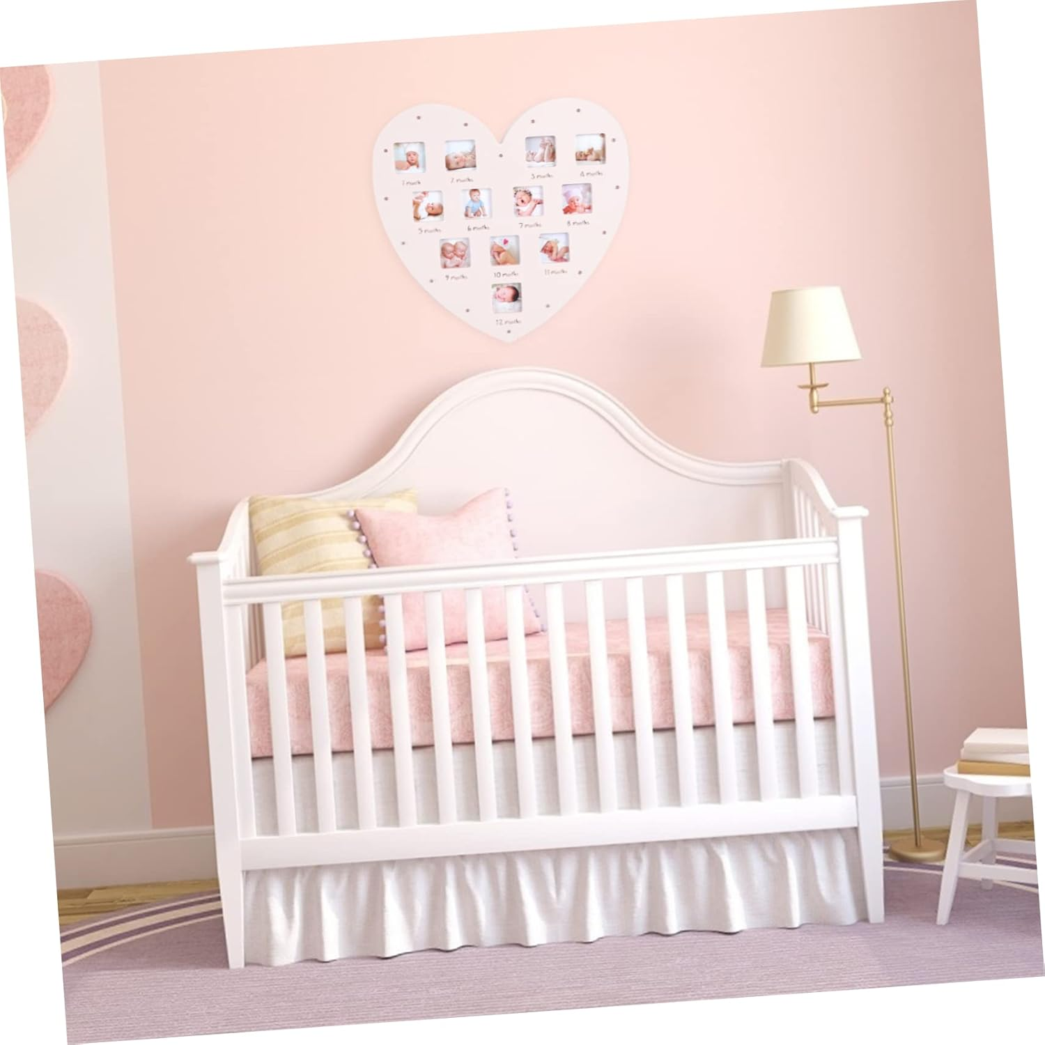 Growth Record Photo Frame Heart Shape Light Year Picture Frame for Month Milestone Desktop Ornament