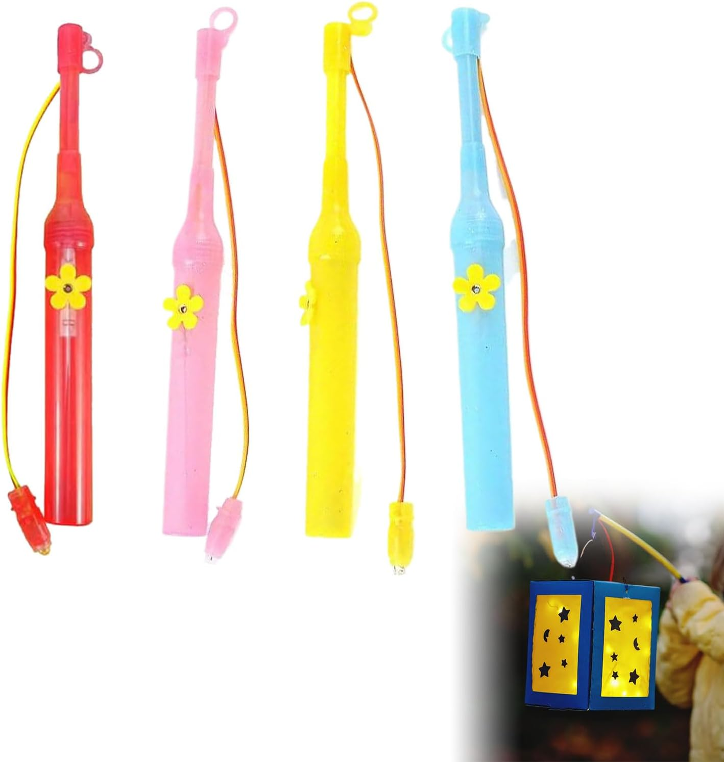 Doukesh Pack of 4 LED Lantern Sticks, Electric Electronic Lantern Stick with LED Light for Martin'S Day, Halloween, Christmas, Children'S Gifts image number 1