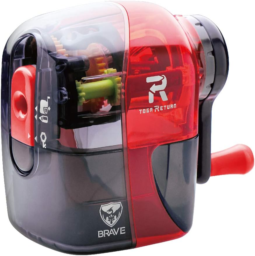 Sonic EK-1248-CR Pencil Sharpener, Togar-Return Manual Brave, Clear Red