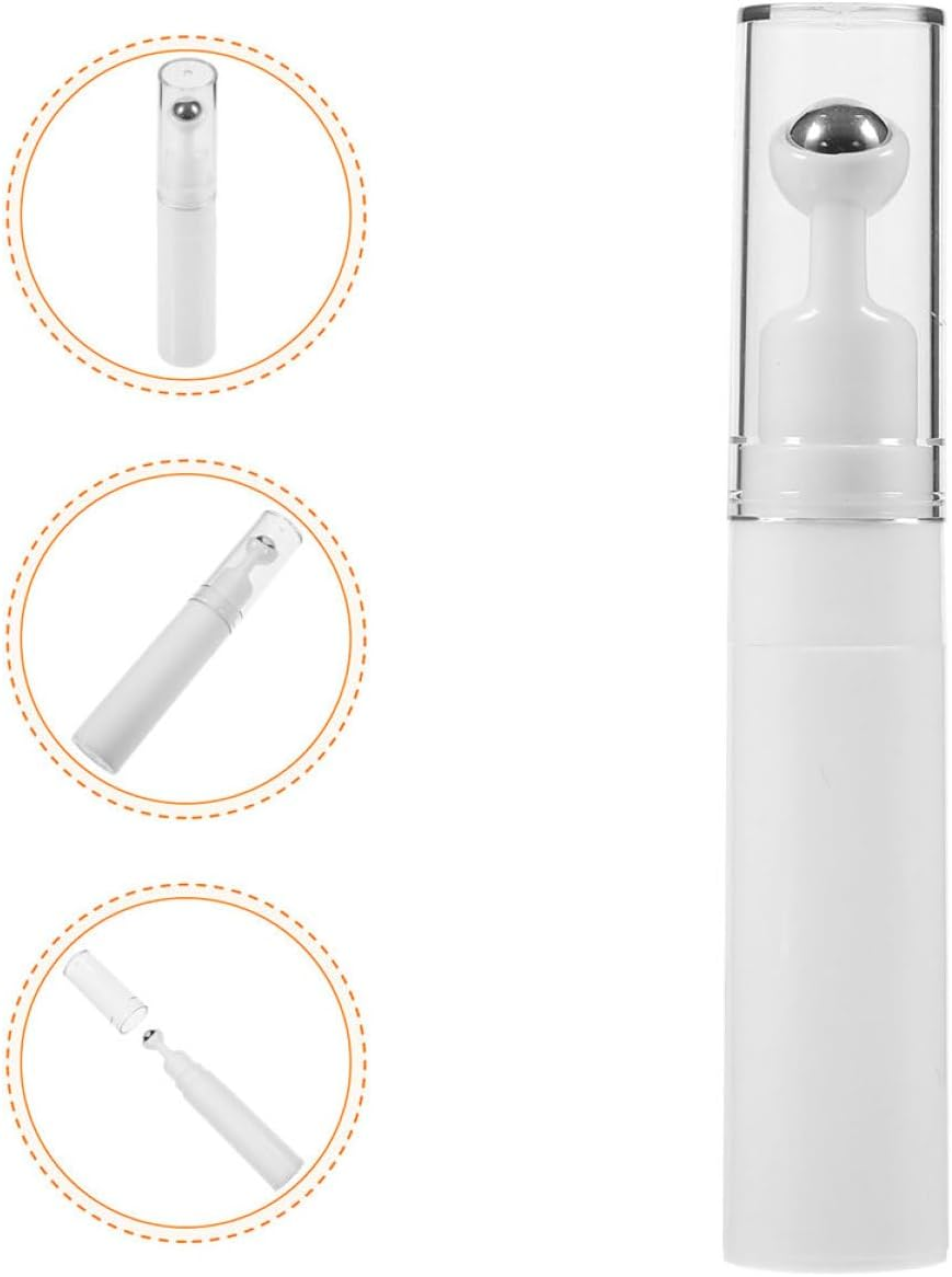 Refillable Roller Ball Eye Cream Bottle 15Ml White Vacuum Serum Container Portable Travel Eye Serum Applicator for Skincare and Massage image number 1