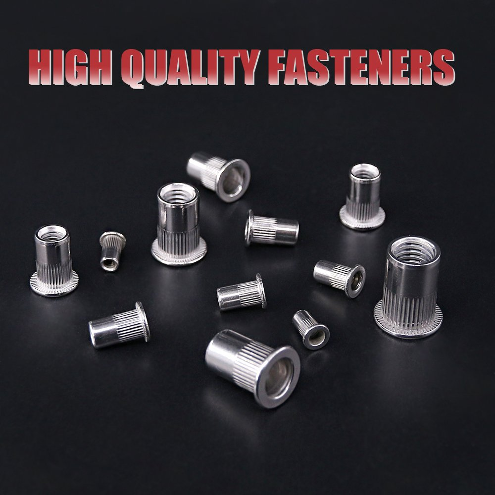 Hilitchi 180-PCS M3 M4 M5 M6 M8 M10 Flat Head Rivet Nut Threaded Rivetnut Insert Nutsert Assortment Kit- 304 Stainless Steel image number 5