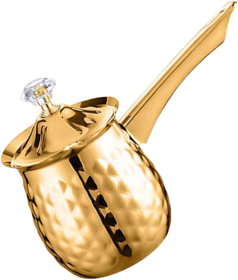 GETAJGHSD Vintage Turkish Coffee Pot 400Ml Golden Metal Mocha Coffee Maker Small Induction Espresso Pan for Home and Travel