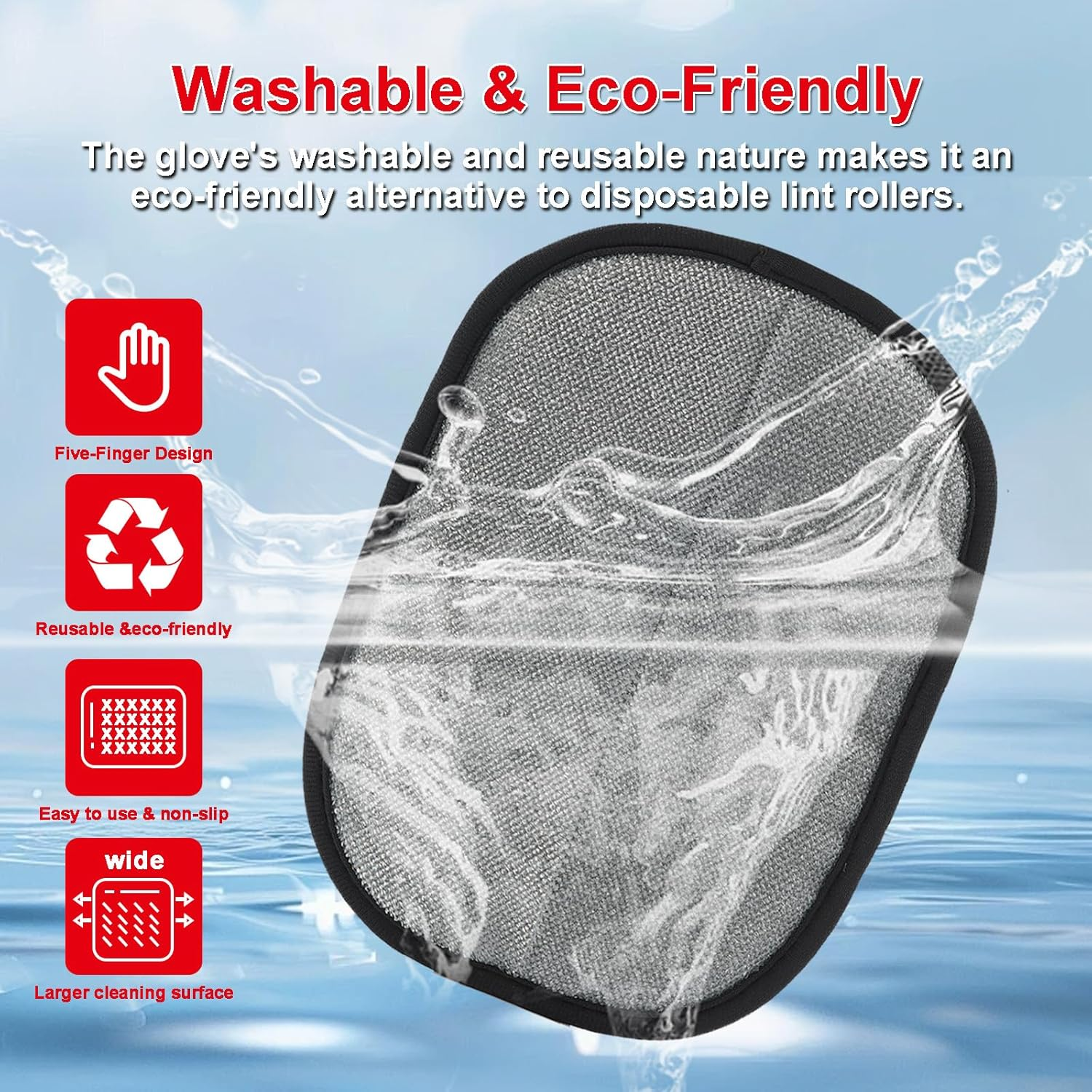 Pet Hair Remover Gloves, 2 Pack Upgraded Five-Finger Electrostatic Reusable Cats & Dogs Pet Grooming Hair Removal Glove for Laundry, Couch, Carpet, Car Seat, Furniture, Carpet, Curtain image number 3