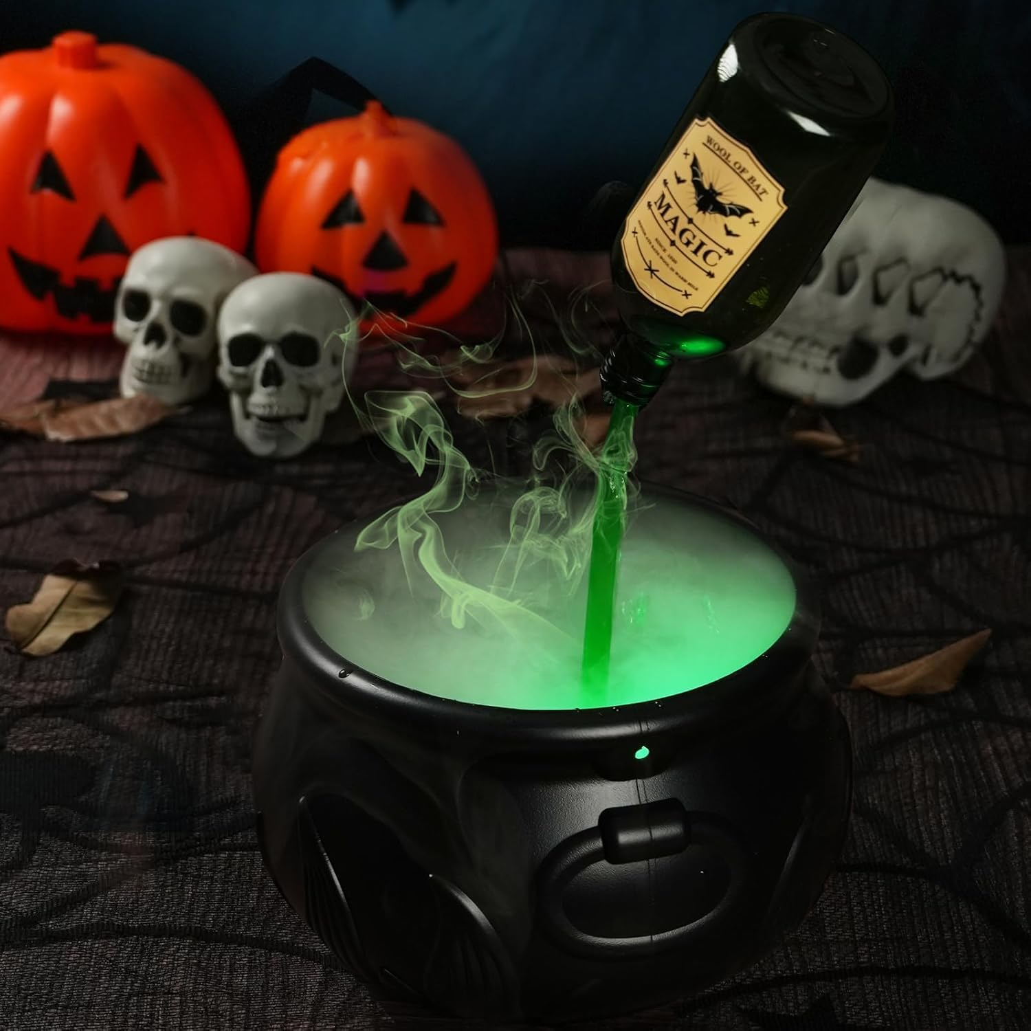 Magic Floating Potion Cauldron with Magic Floating Potion Bottles and Diffuser, Black Plastic Witches Bowl, Spooky Vintage Black Plastic Bowl for Hocus Pocus Party Spooky Vintage Home Kitchen Table image number 2