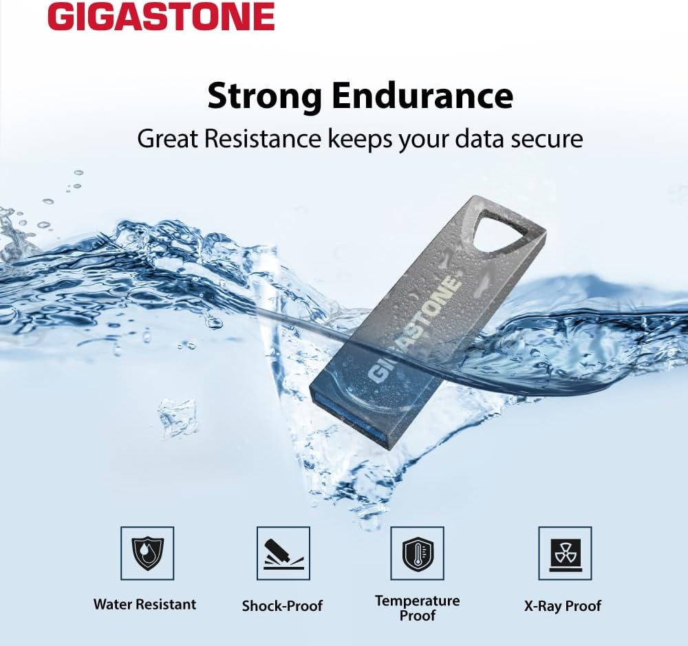 GIGASTONE Z70 32 GB 5 Pack, USB 3.2 Gen1 USB Flash Drives, Reliable for PC and Mac, Waterproof Metal, Mini and Robust, USB 2.0/3.0 Compatible